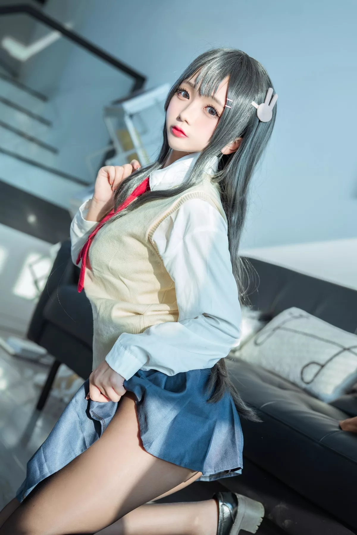 Cosplay美女日奈娇麻衣校服主题私房性感学生制服半脱露蕾丝内衣迷人诱惑写真73P