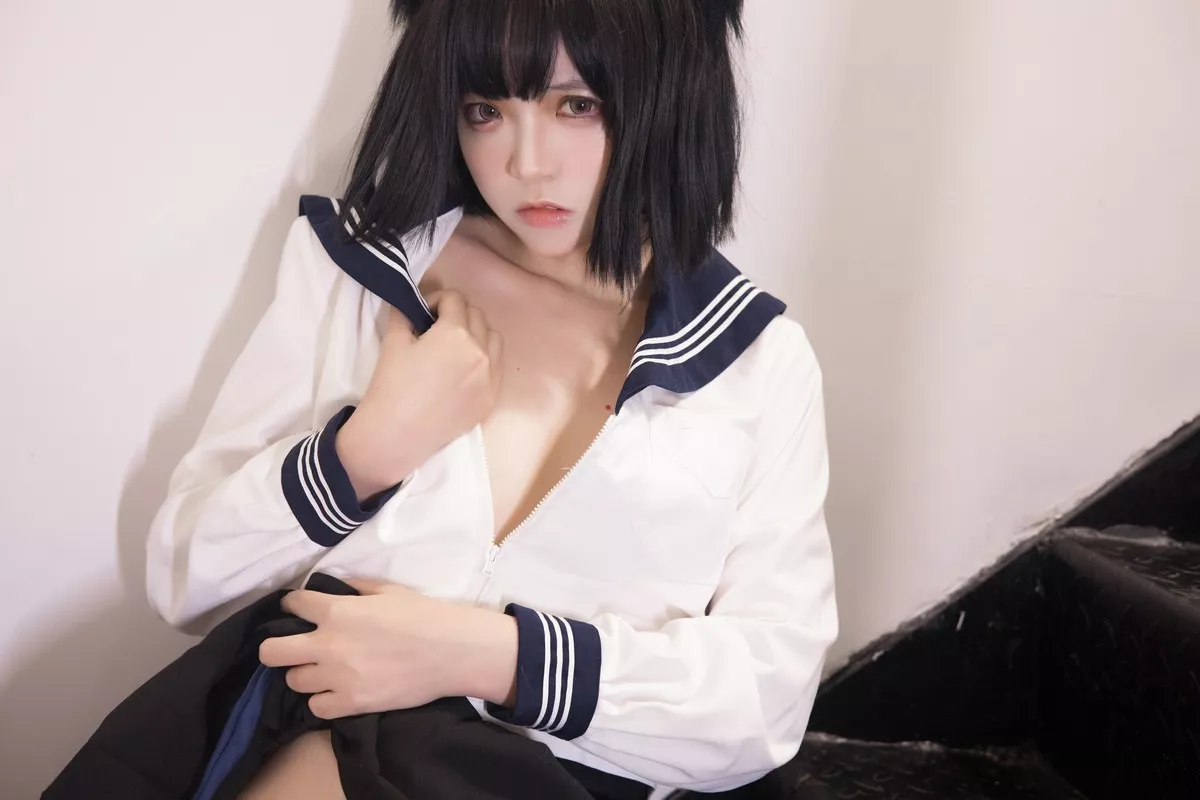 网络美女疯猫ss制服少女主题私房性感学生制服下超薄黑丝裤袜秀美腿诱惑写真80P