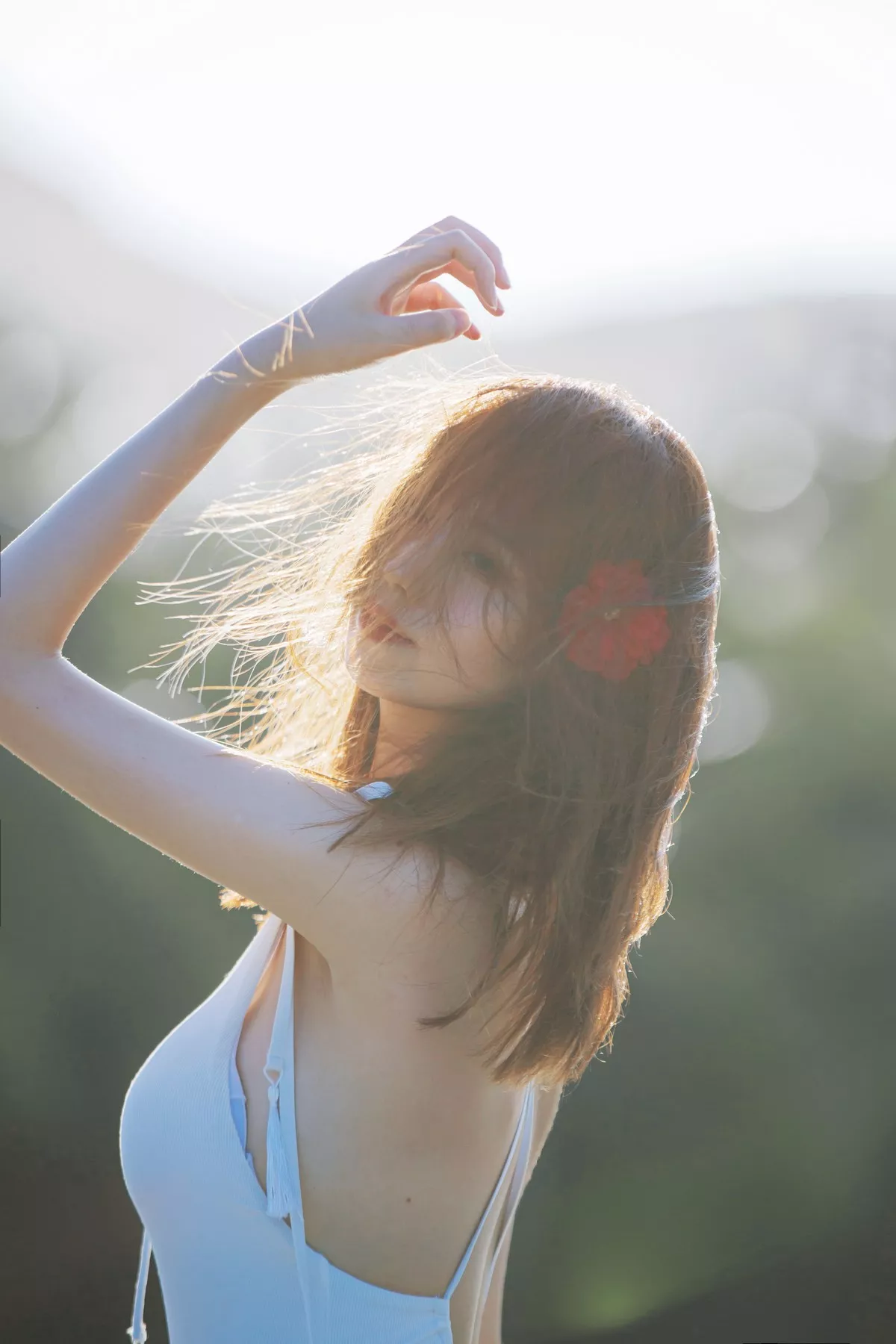 次元少女念雪ww日暮温柔主题户外海边性感白色连体比基尼秀完美身材诱惑写真39P