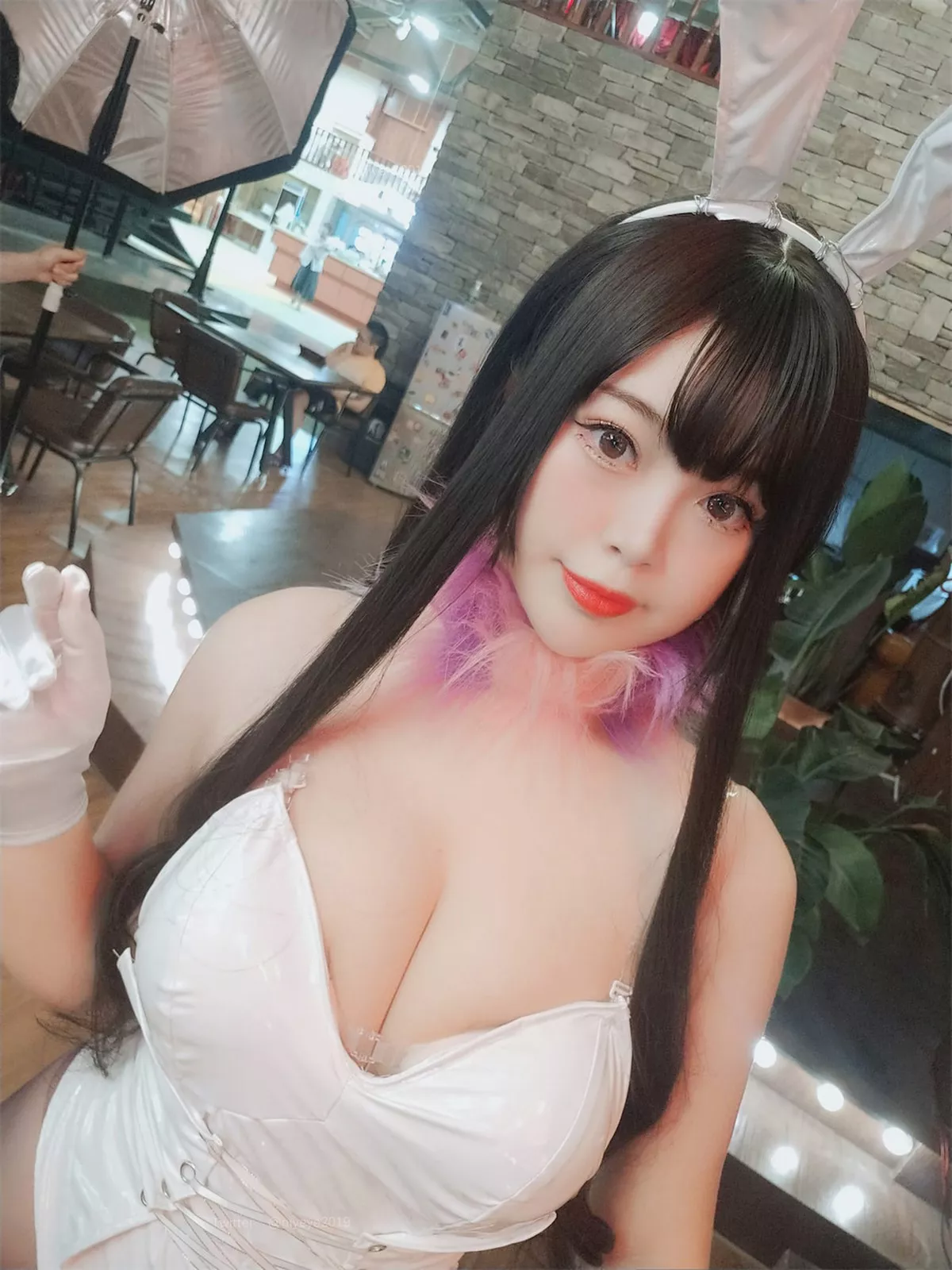 萌系小姐姐白烨恶魔姐姐兔女郎主题白色高叉连体衣配超薄黑丝秀美腿诱惑写真72P