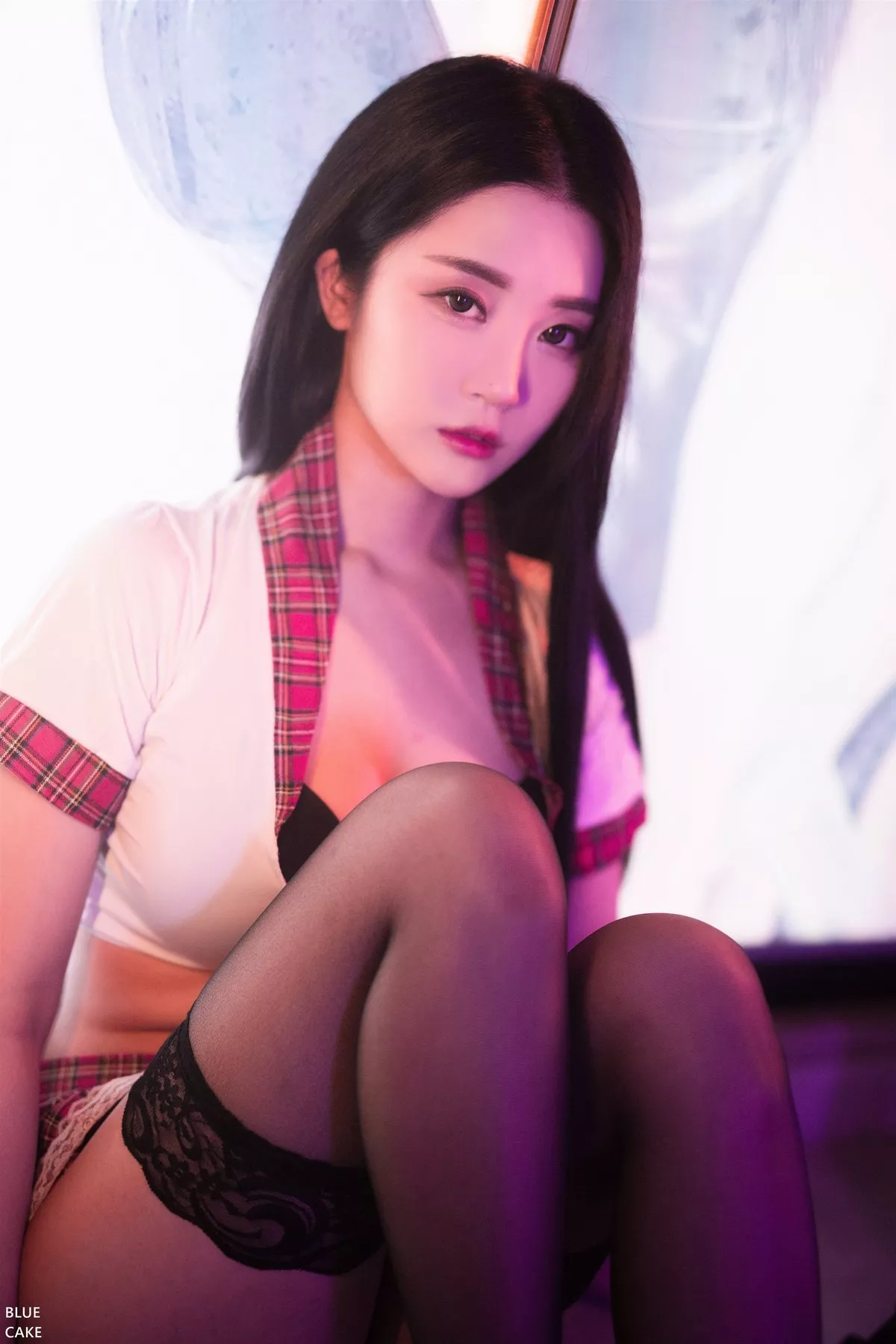 [Bluecake]Bomi-Siren主题私房性感JK制服+黑色皮质短裙套装秀完美身材诱惑写真71P
