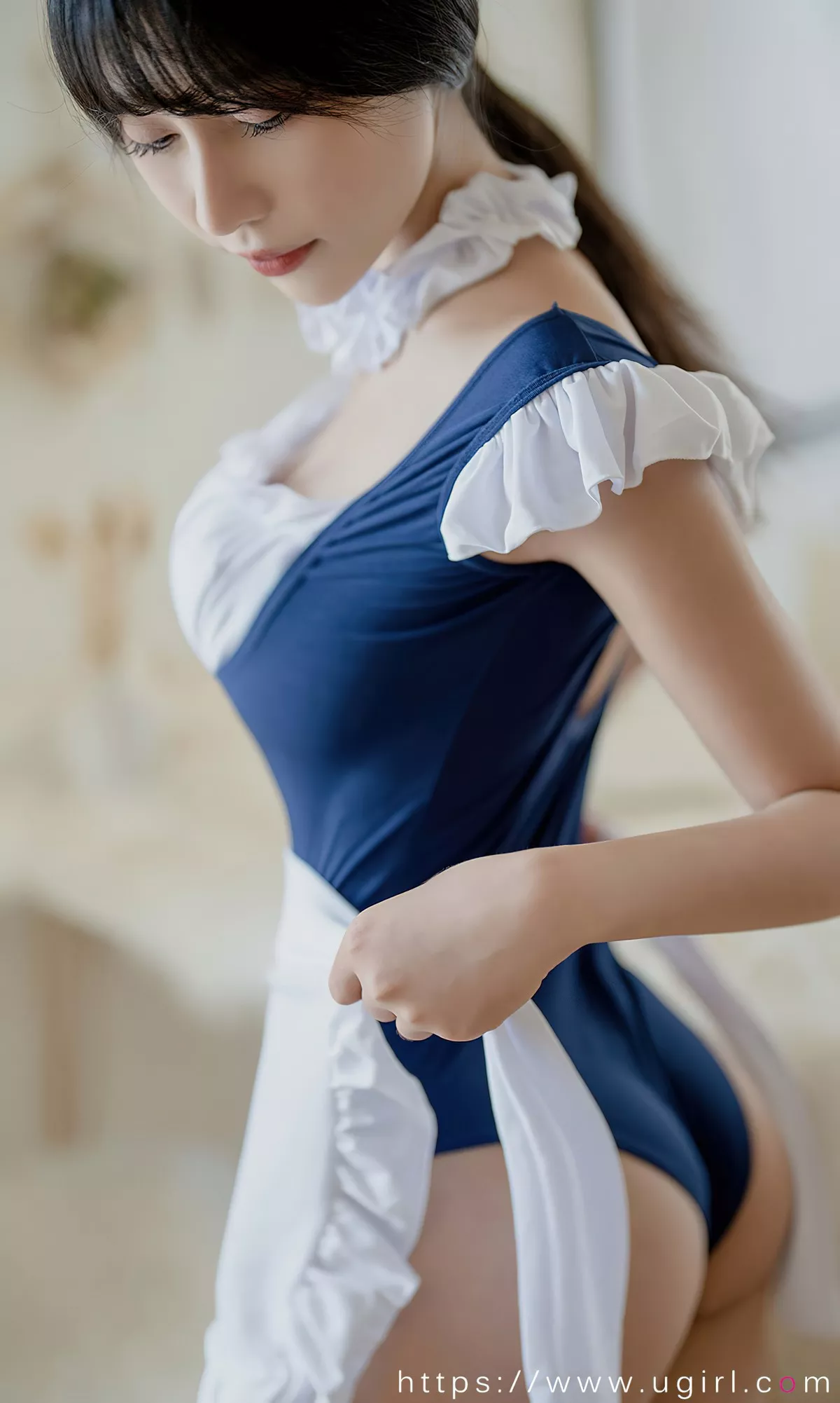 [Ugirls爱尤物]No.2388_模特柚子私房性感高叉连体女仆装秀完美身材迷人诱惑写真35P