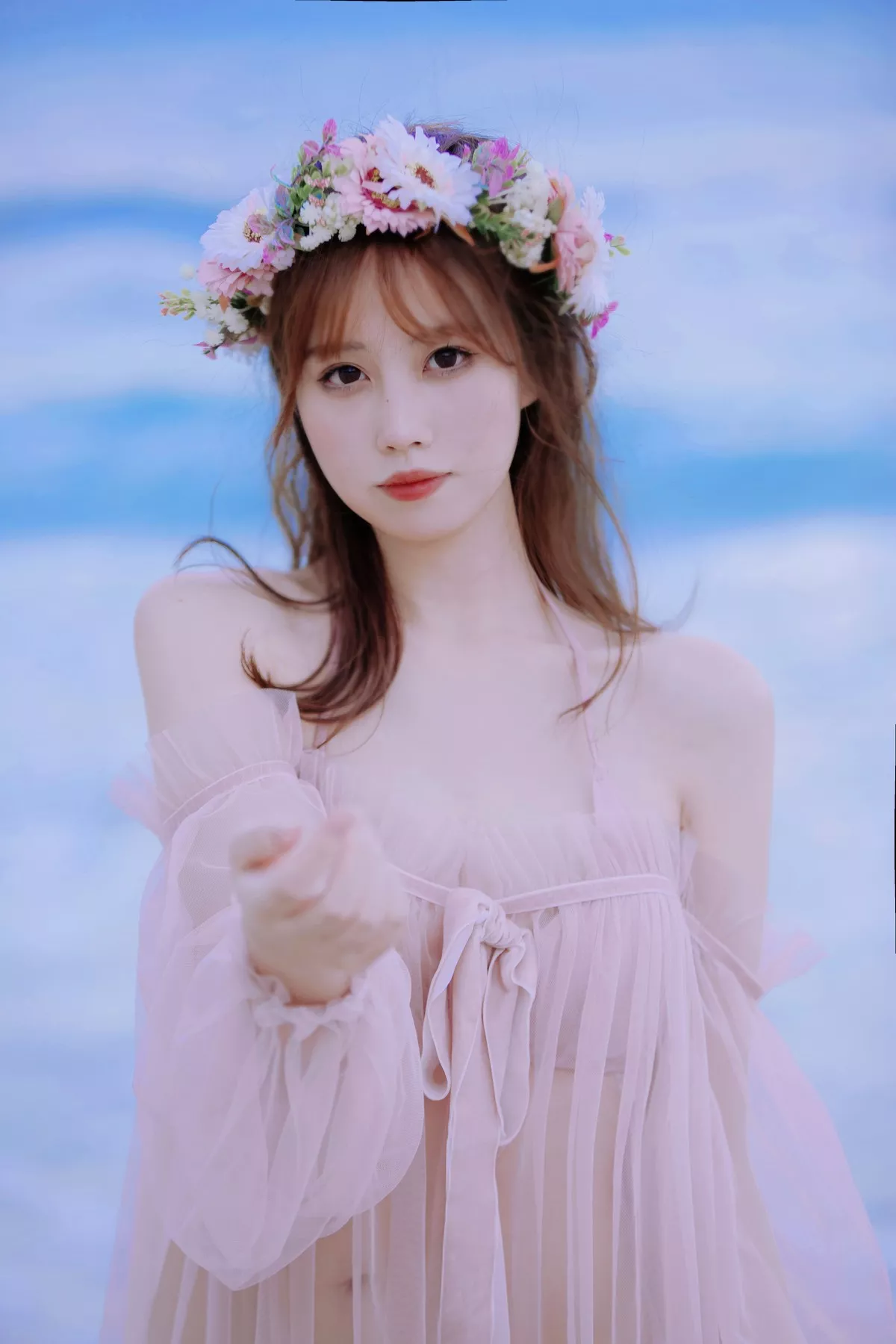 次元少女念雪ww白桃汽水主题户外沙滩性感粉色比基尼秀完美身材迷人诱惑写真42P