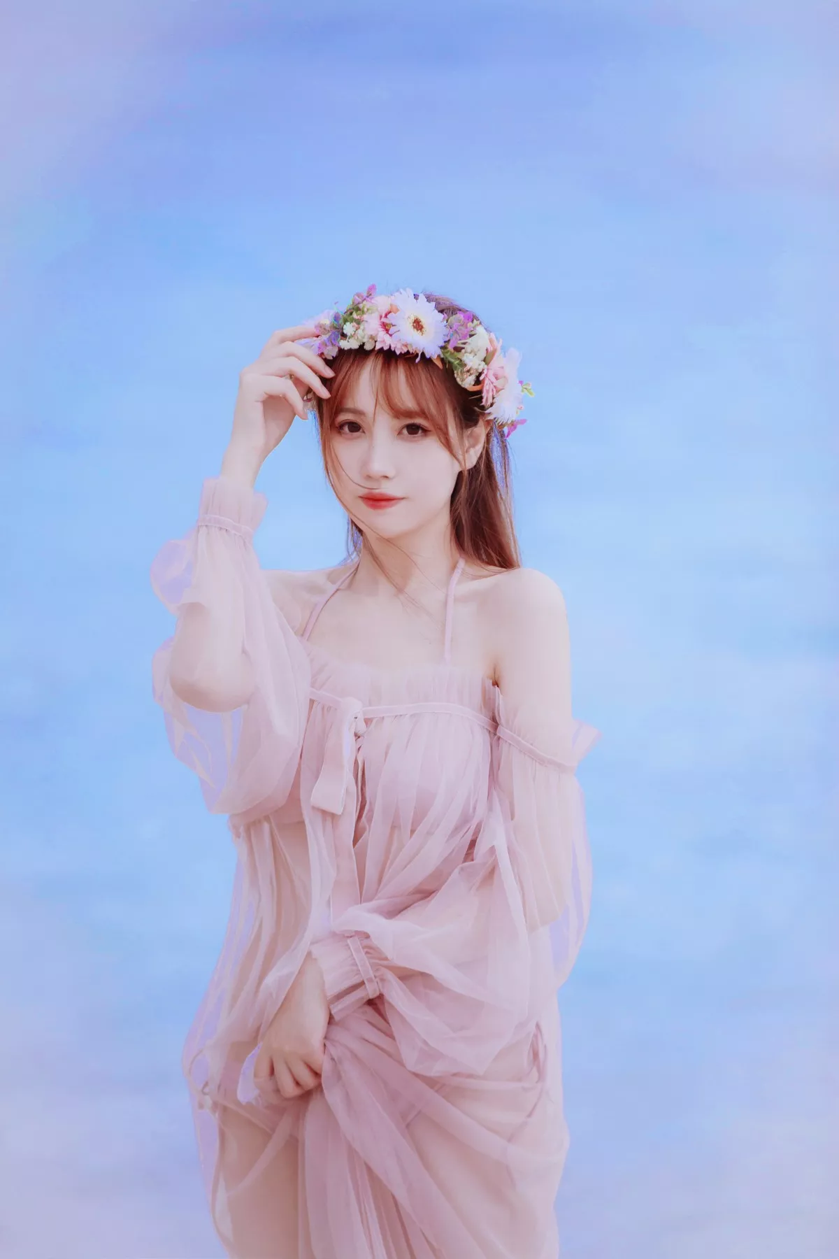 次元少女念雪ww白桃汽水主题户外沙滩性感粉色比基尼秀完美身材迷人诱惑写真42P
