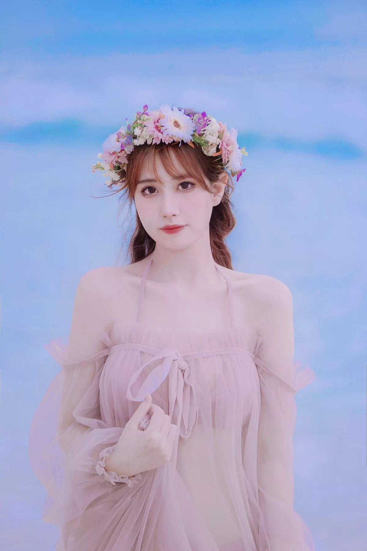 次元少女念雪ww白桃汽水主题户外沙滩性感粉色比基尼秀完美身材迷人诱惑写真42P