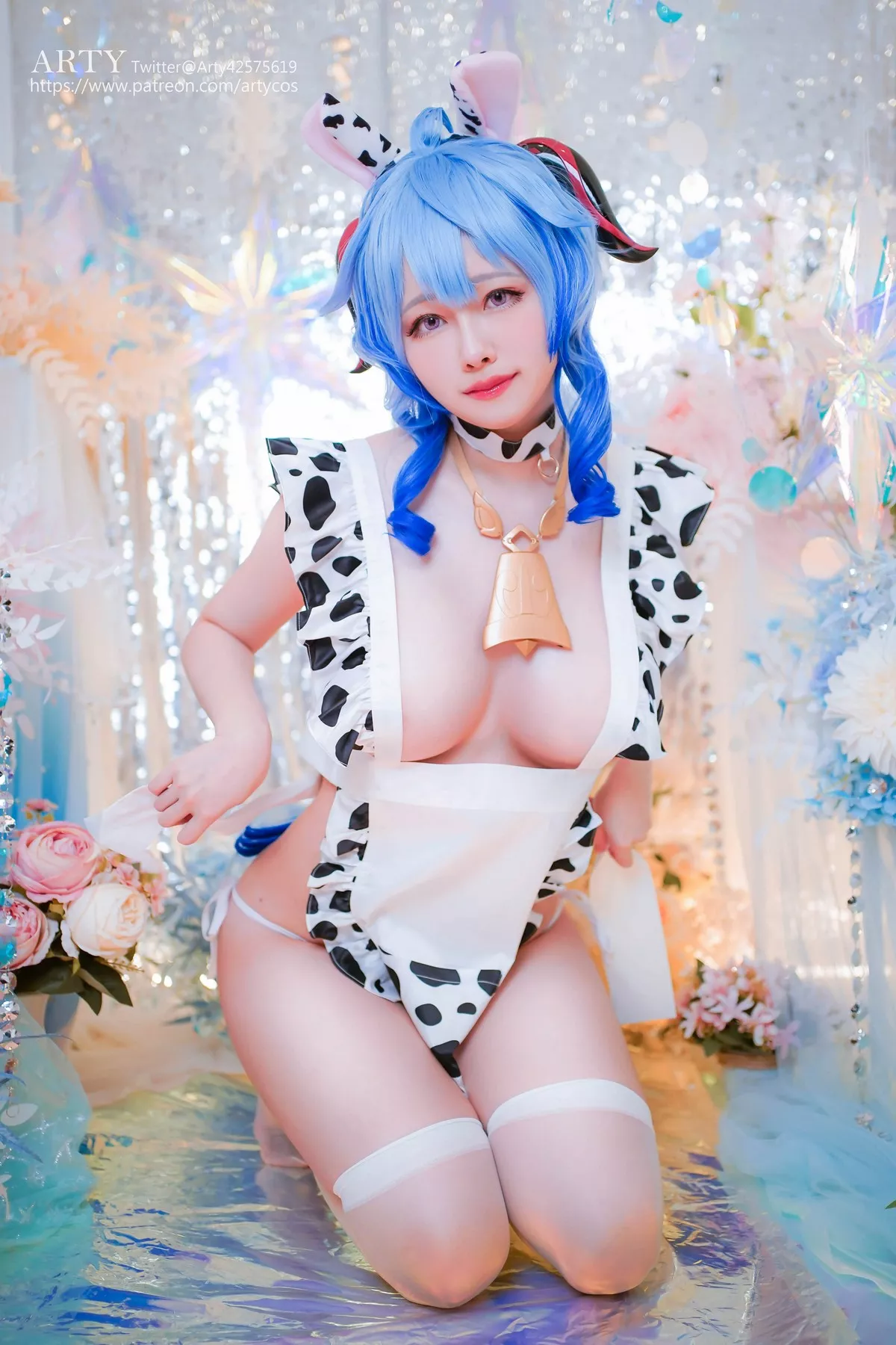 Coser妹子Arty Huang-Genshin Ganyu主题私房性感紫色连体衣秀丰满身材诱惑写真57P