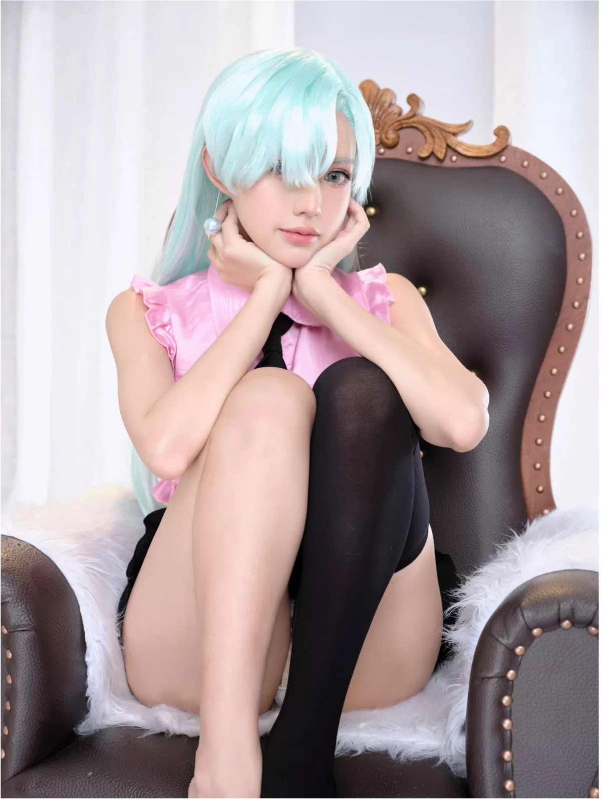 精美写真[PingPing]NO.017-Elizabeth Liones主题性感白色蕾丝内衣迷人诱惑写真46P