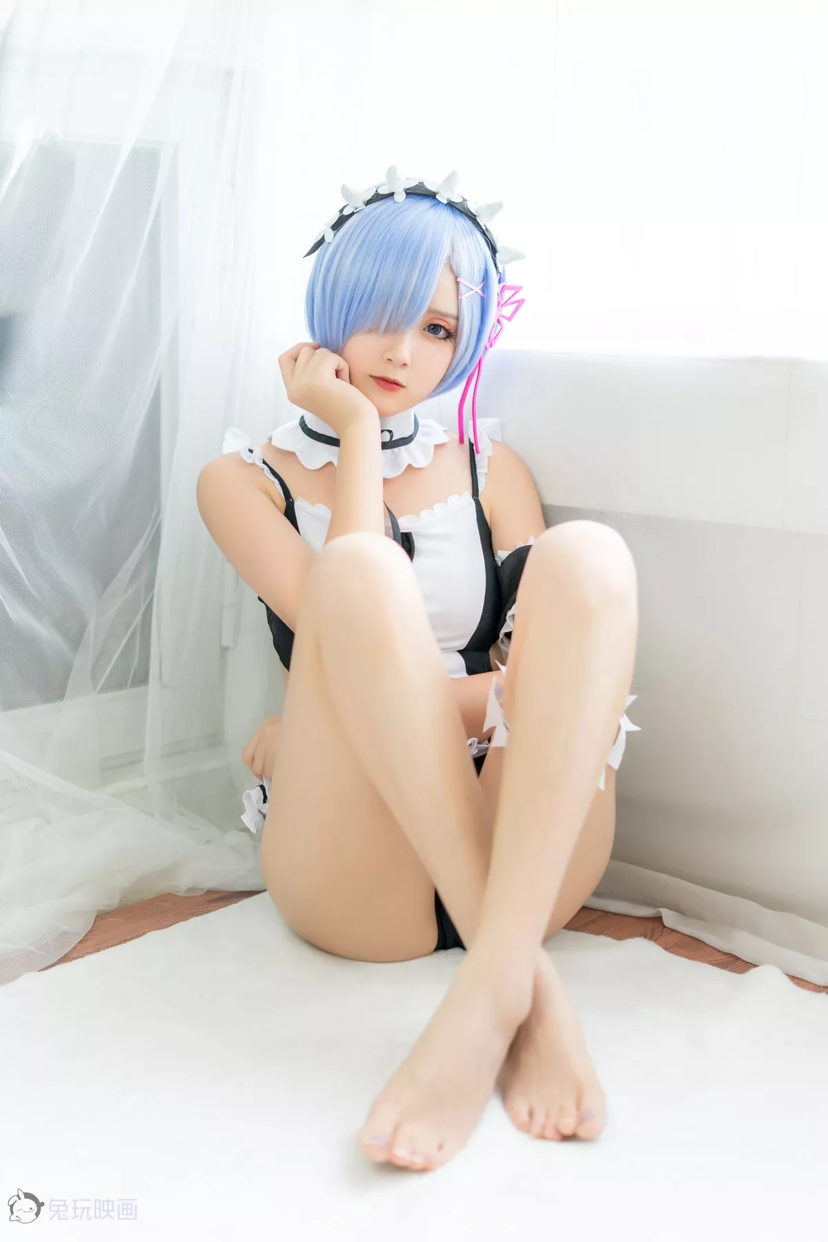 Coser美女Akisoso秋楚楚蕾姆夏日泳装主题私房性感连体泳装秀完美身材诱惑写真46P