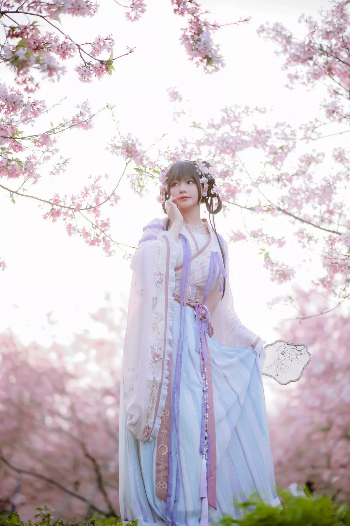 网络美女Nyako喵子花神祈愿主题户外樱花树下性感古典服饰靓丽迷人写真52P