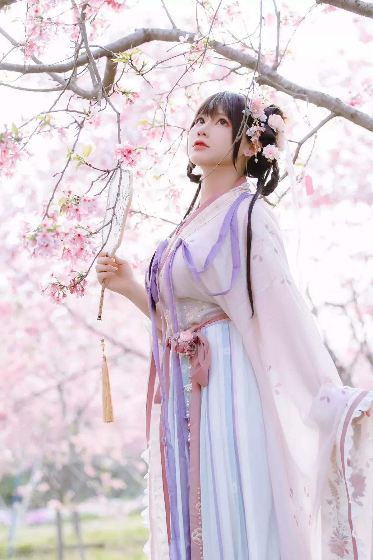 网络美女Nyako喵子花神祈愿主题户外樱花树下性感古典服饰靓丽迷人写真52P