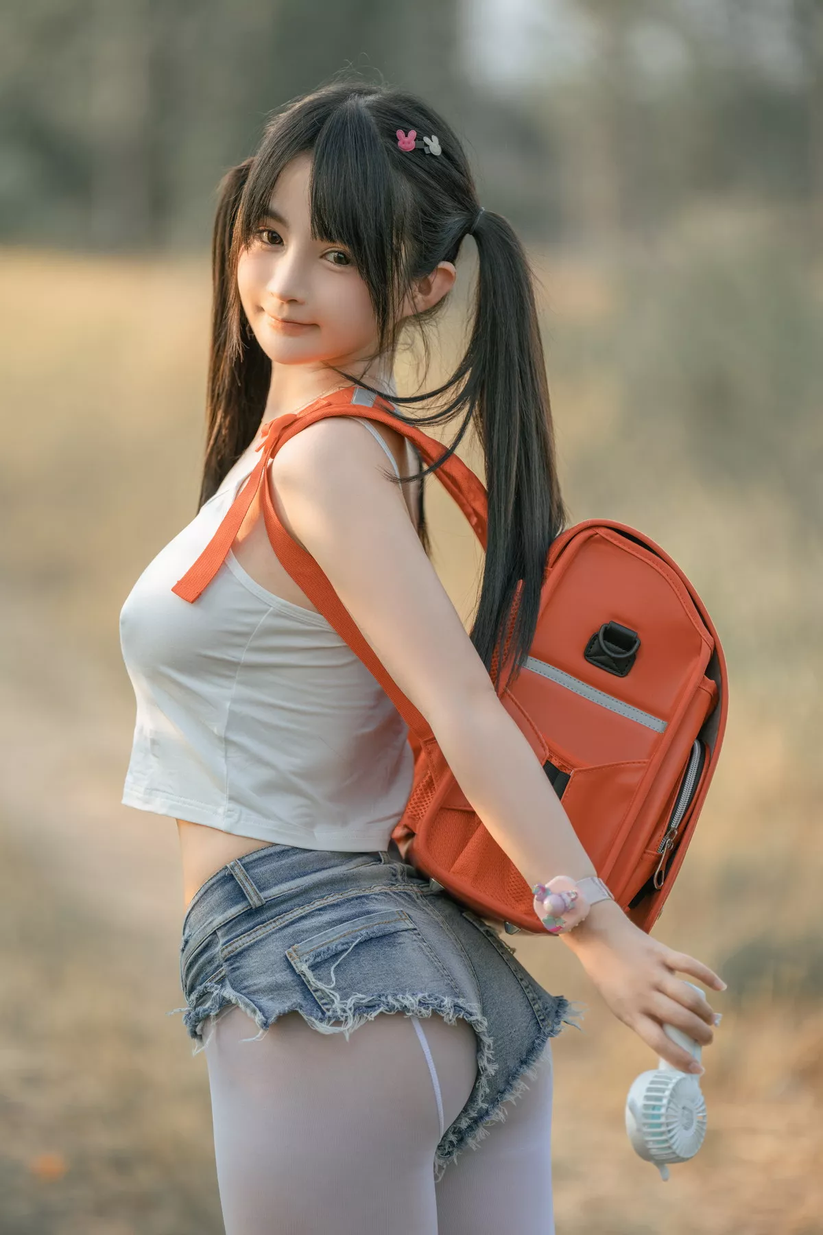 网络美女桜井宁宁小红包主题户外真空短上衣配牛仔短裤半脱秀惹火身材诱惑写真71P