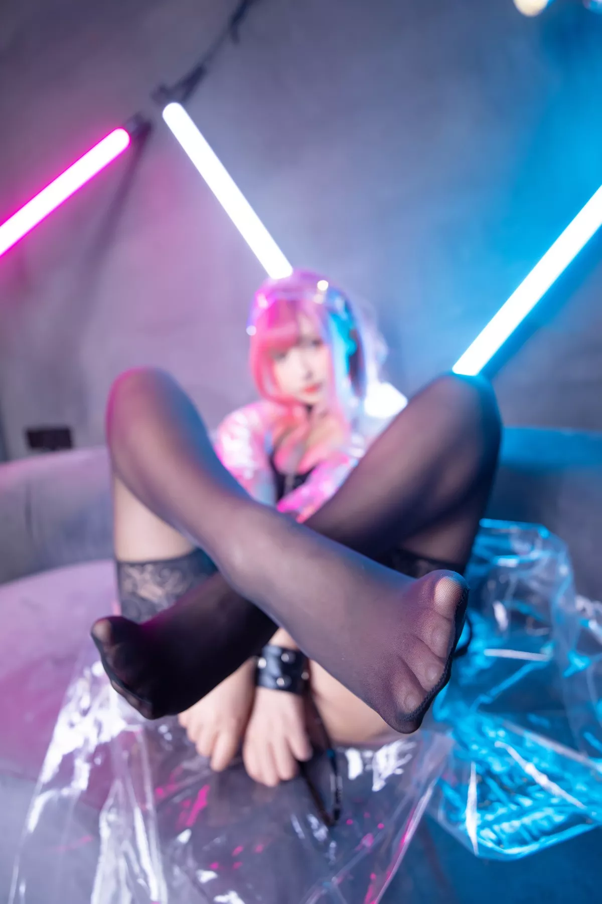 萝莉美女神楽板真冬Girlspunk2020主题性感黑色皮质服饰配蕾丝袜迷人诱惑写真150P