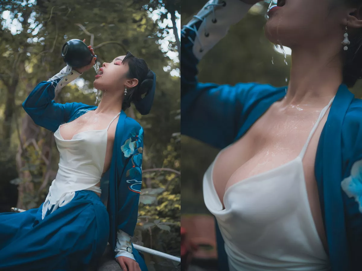网络美女钛合金TiTi侠客主题户外丛林脱古装服饰薄纱裹身秀豪乳惹火诱惑写真50P