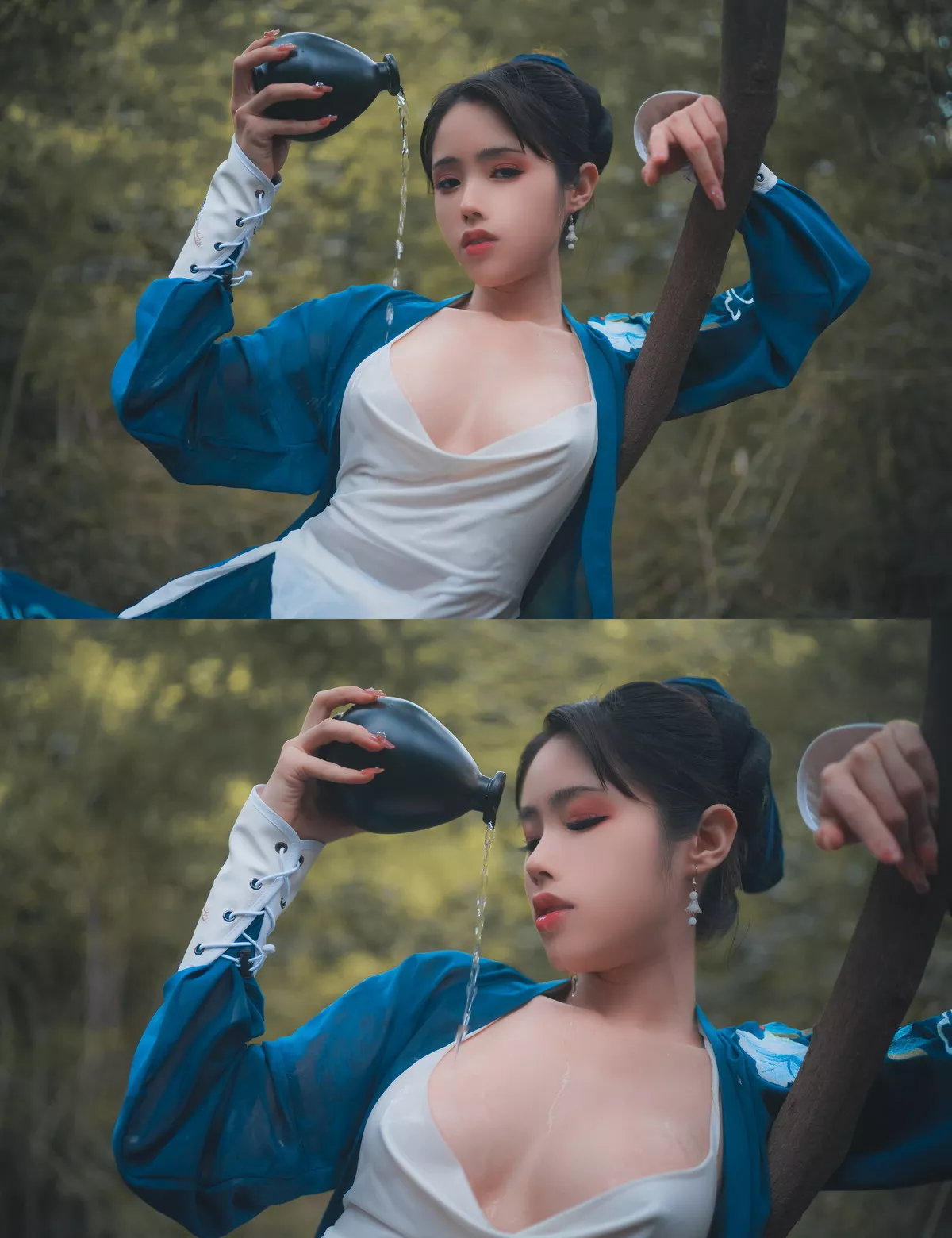 网络美女钛合金TiTi侠客主题户外丛林脱古装服饰薄纱裹身秀豪乳惹火诱惑写真50P