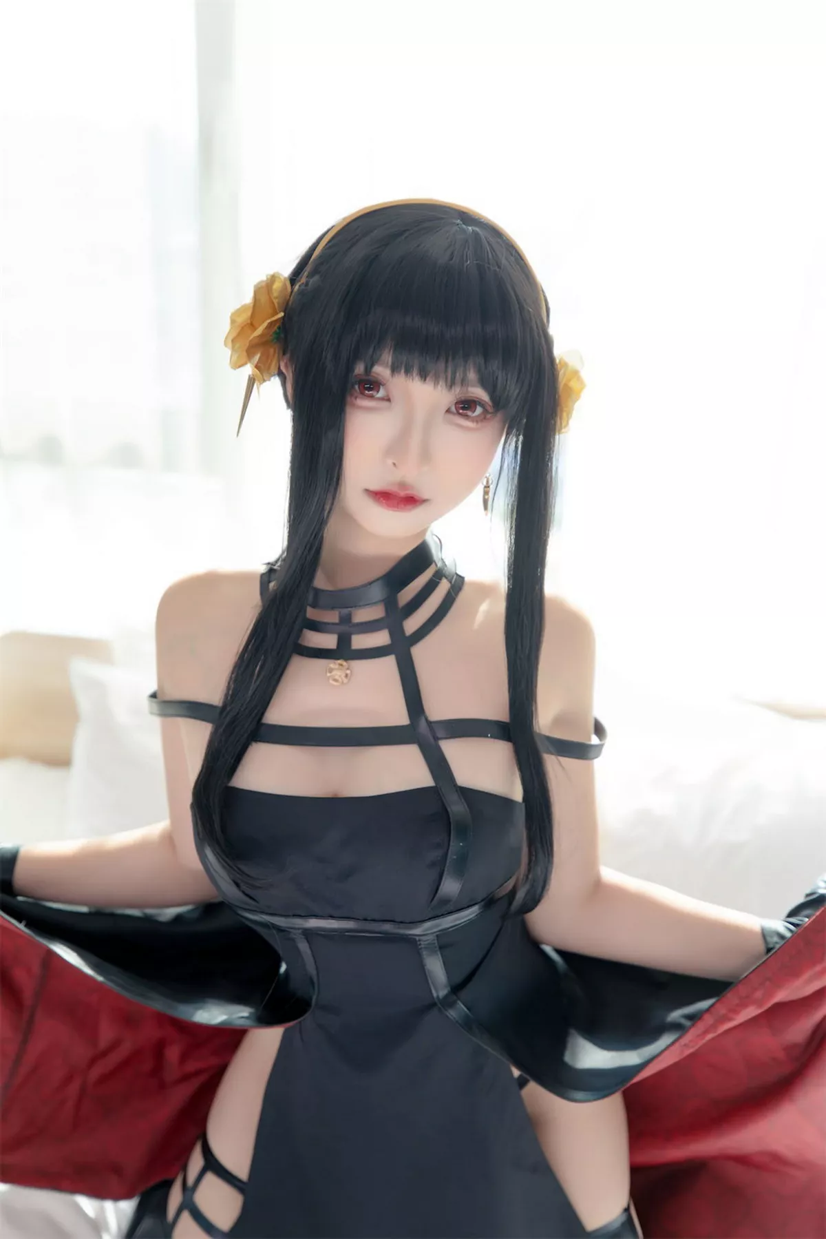 萝莉美女神楽板真冬约尔太太主题性感黑色吊裙配皮质腿袜秀翘臀美腿诱惑写真75P