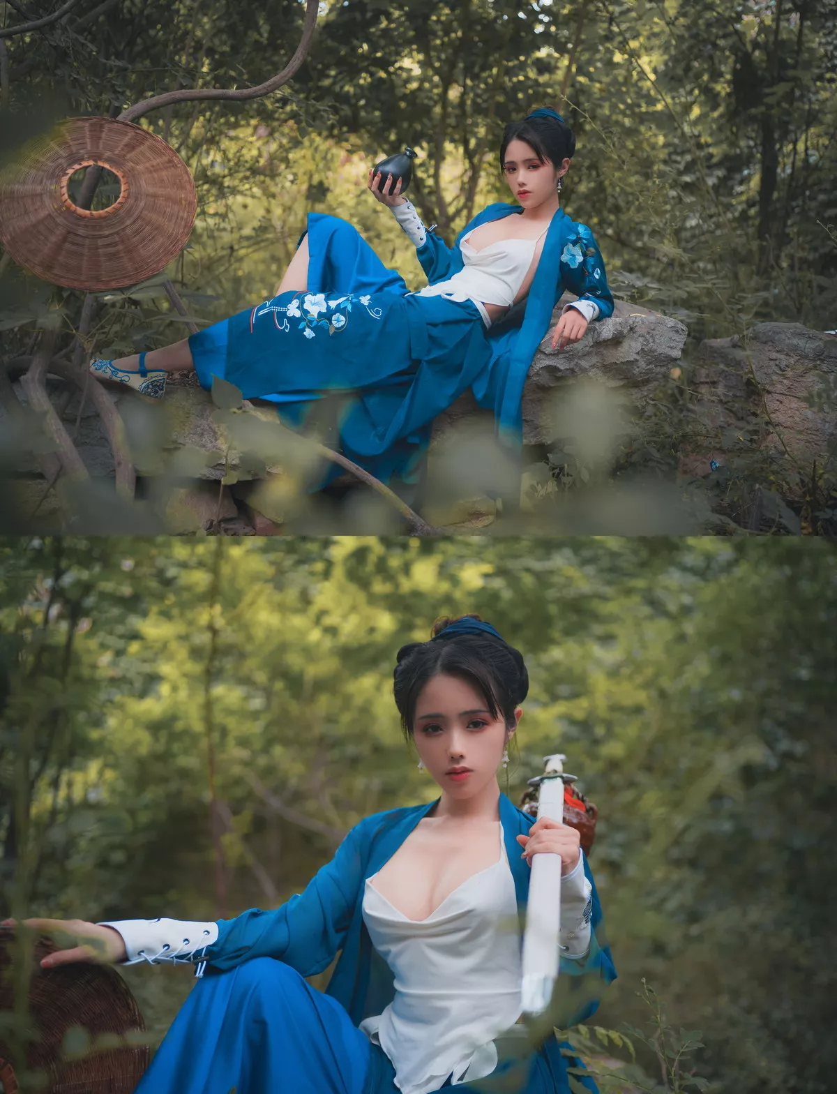 网络美女钛合金TiTi侠客主题户外丛林脱古装服饰薄纱裹身秀豪乳惹火诱惑写真50P
