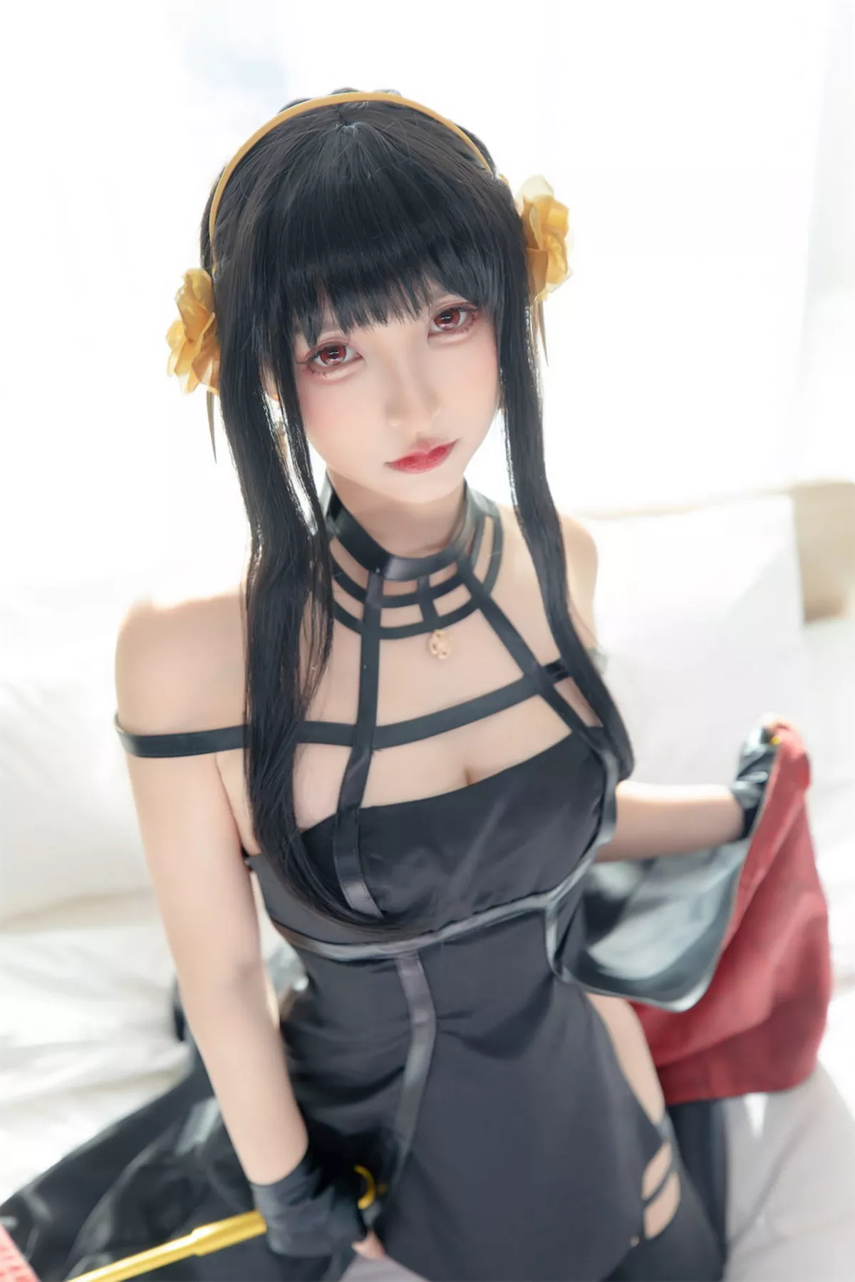 萝莉美女神楽板真冬约尔太太主题性感黑色吊裙配皮质腿袜秀翘臀美腿诱惑写真75P