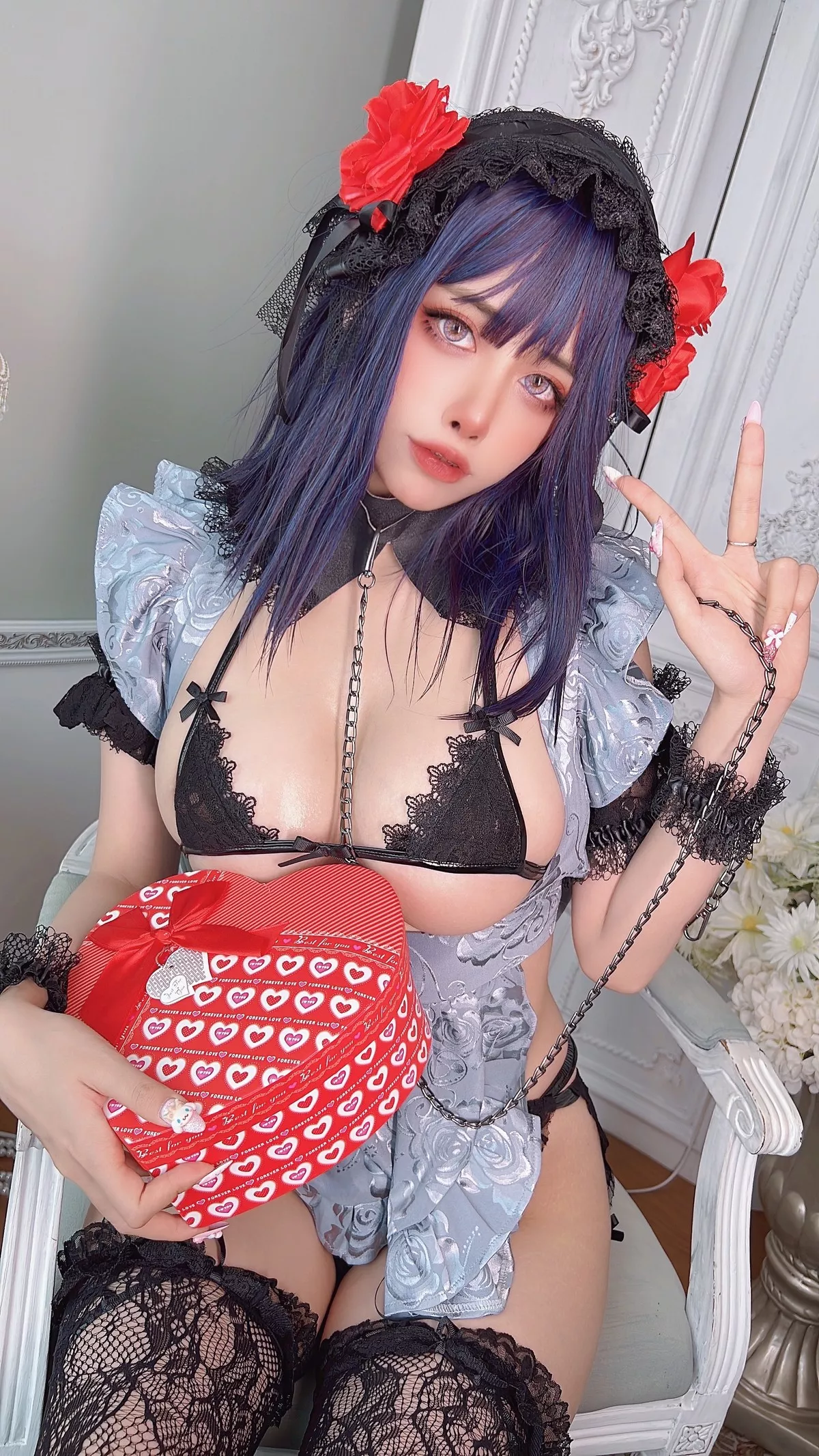 日本性感萝莉Byoru-Shizuku Kuroe主题私房黑色蕾丝内衣配蕾丝吊袜惹火诱惑写真63P