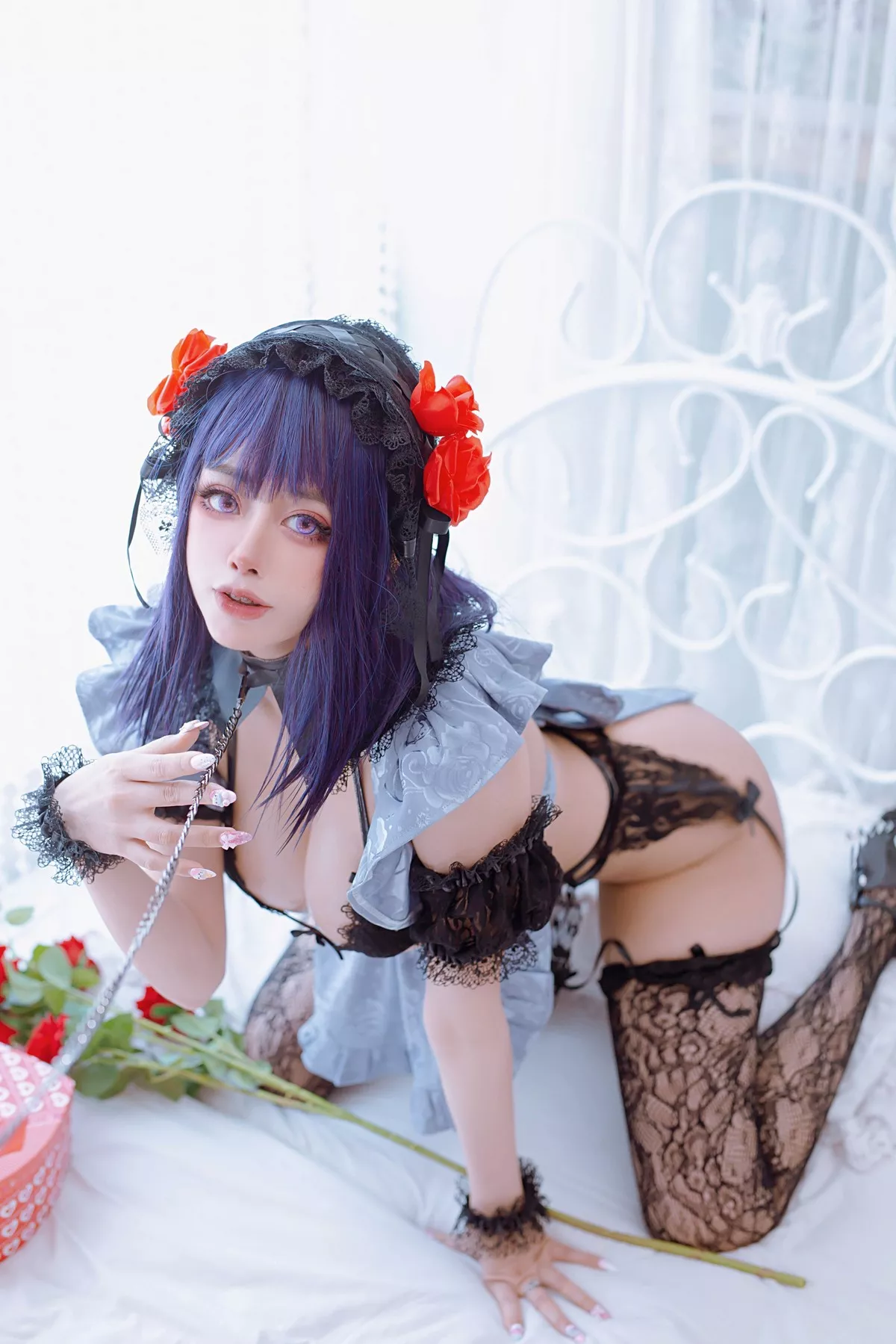 日本性感萝莉Byoru-Shizuku Kuroe主题私房黑色蕾丝内衣配蕾丝吊袜惹火诱惑写真63P
