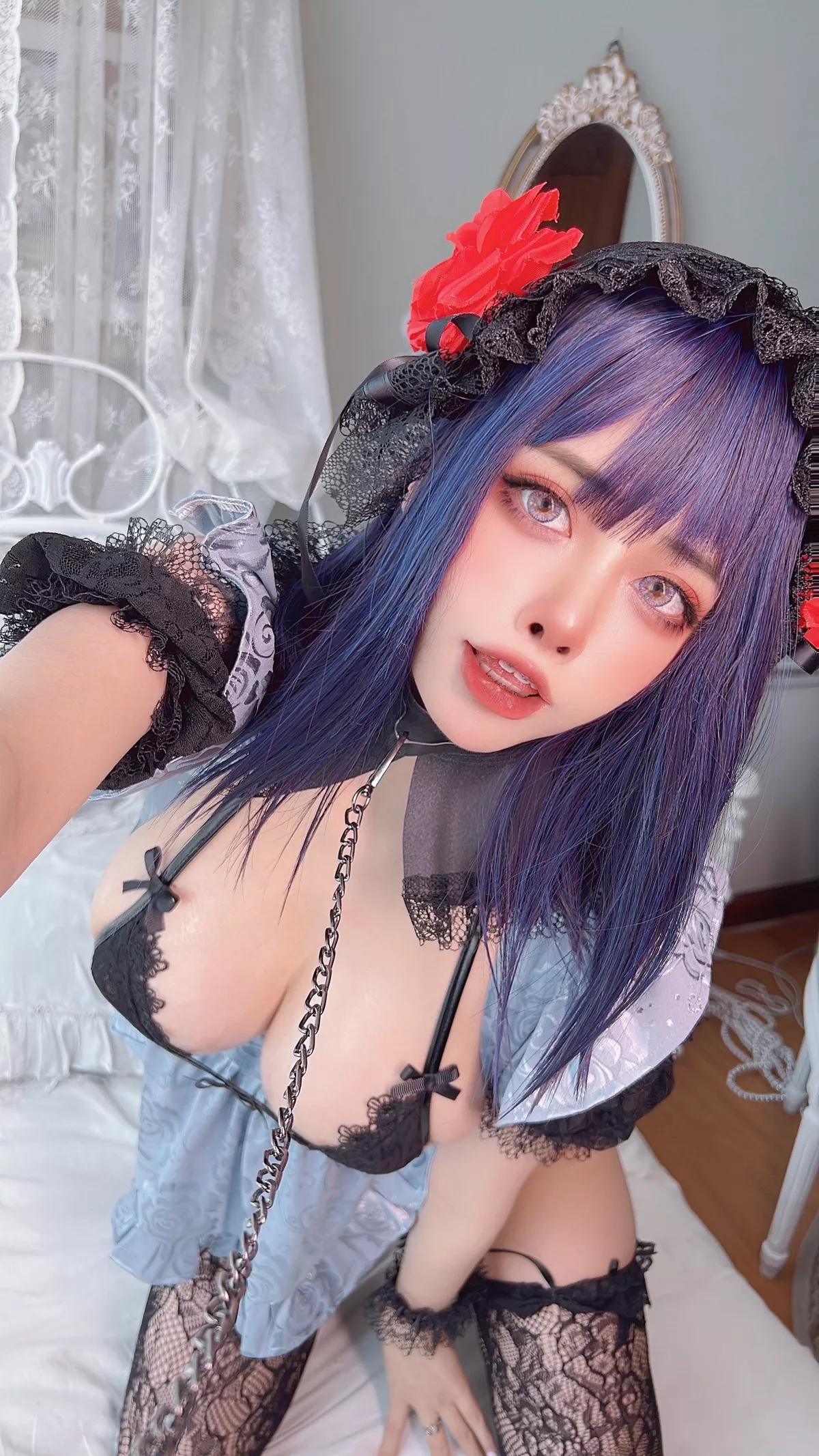 日本性感萝莉Byoru-Shizuku Kuroe主题私房黑色蕾丝内衣配蕾丝吊袜惹火诱惑写真63P