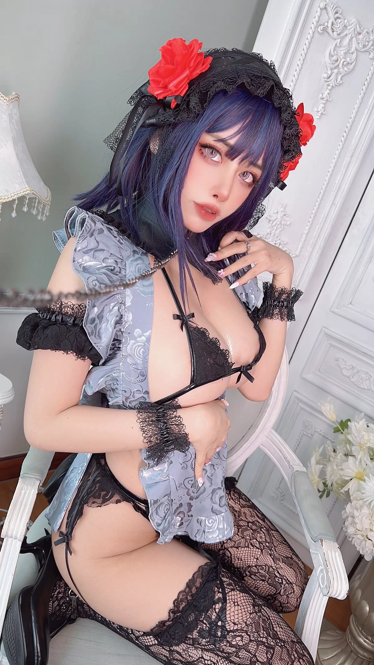 日本性感萝莉Byoru-Shizuku Kuroe主题私房黑色蕾丝内衣配蕾丝吊袜惹火诱惑写真63P