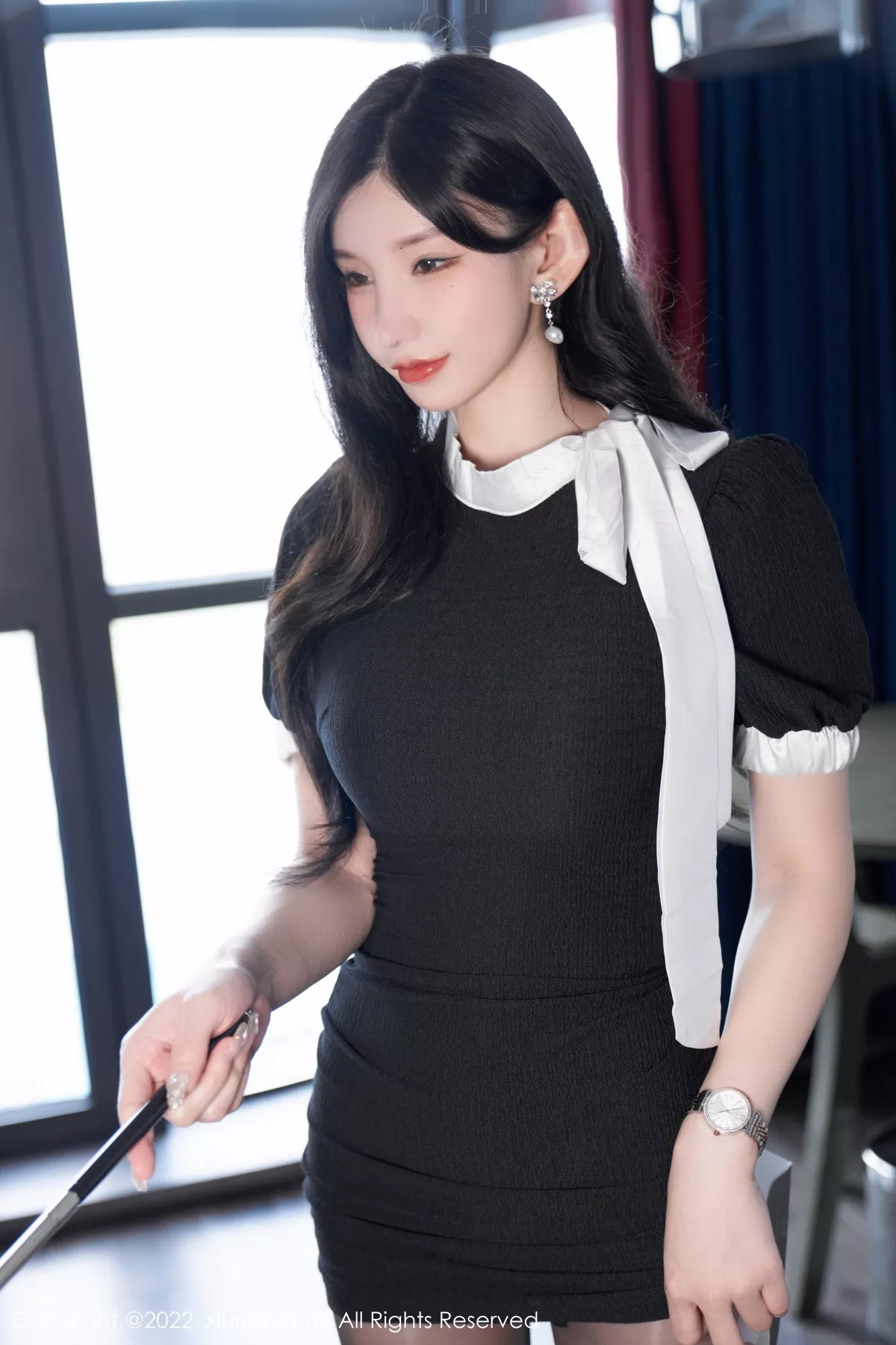 XiuRen第5848期_女神周于希Sally私房性感蓝色蕾丝内衣配超薄闪亮黑丝魅惑写真102P
