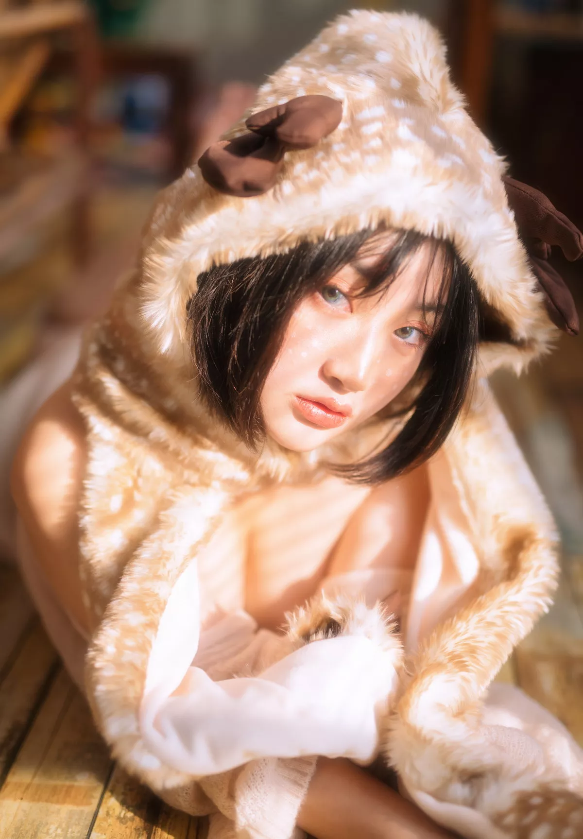 网络美女野百合圣诞主题私房性感小鹿装扮性感蕾丝内衣秀傲人豪乳诱惑写真34P