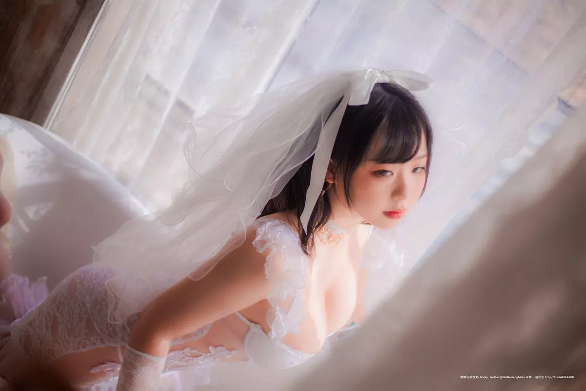 网络美女皮皮奶朦胧婚纱主题私房性感白色薄透婚纱露白色内衣完美诱惑写真66P