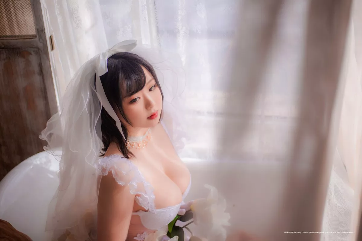 网络美女皮皮奶朦胧婚纱主题私房性感白色薄透婚纱露白色内衣完美诱惑写真66P