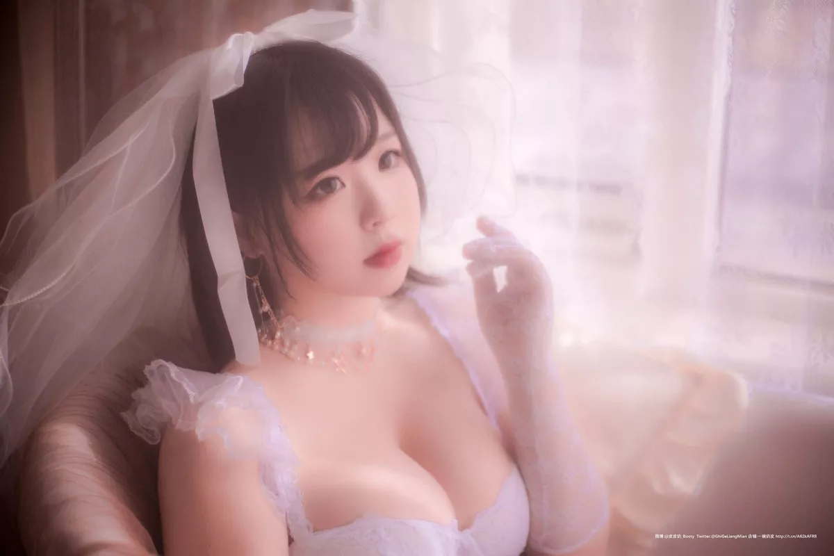 网络美女皮皮奶朦胧婚纱主题私房性感白色薄透婚纱露白色内衣完美诱惑写真66P