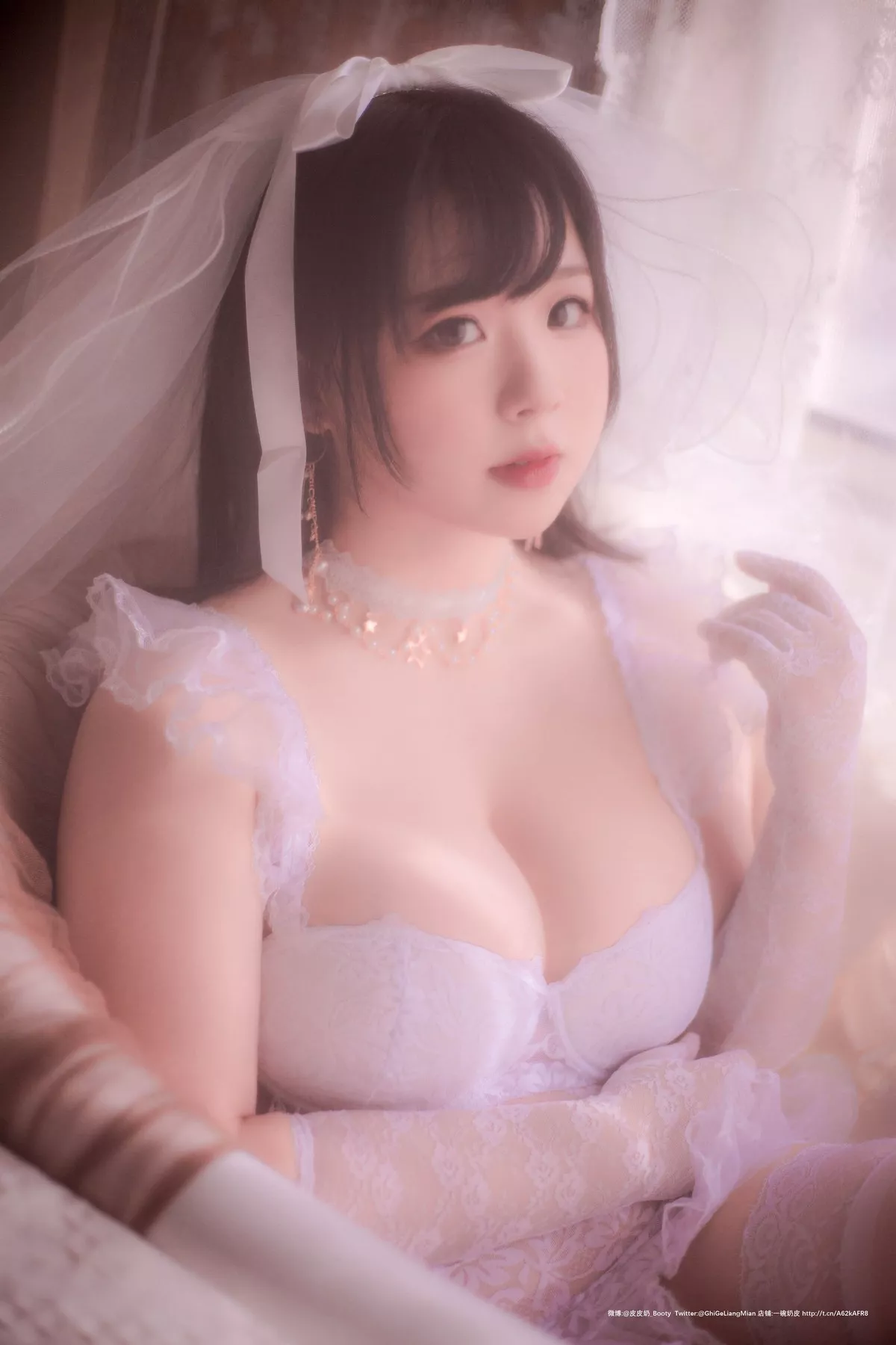 网络美女皮皮奶朦胧婚纱主题私房性感白色薄透婚纱露白色内衣完美诱惑写真66P