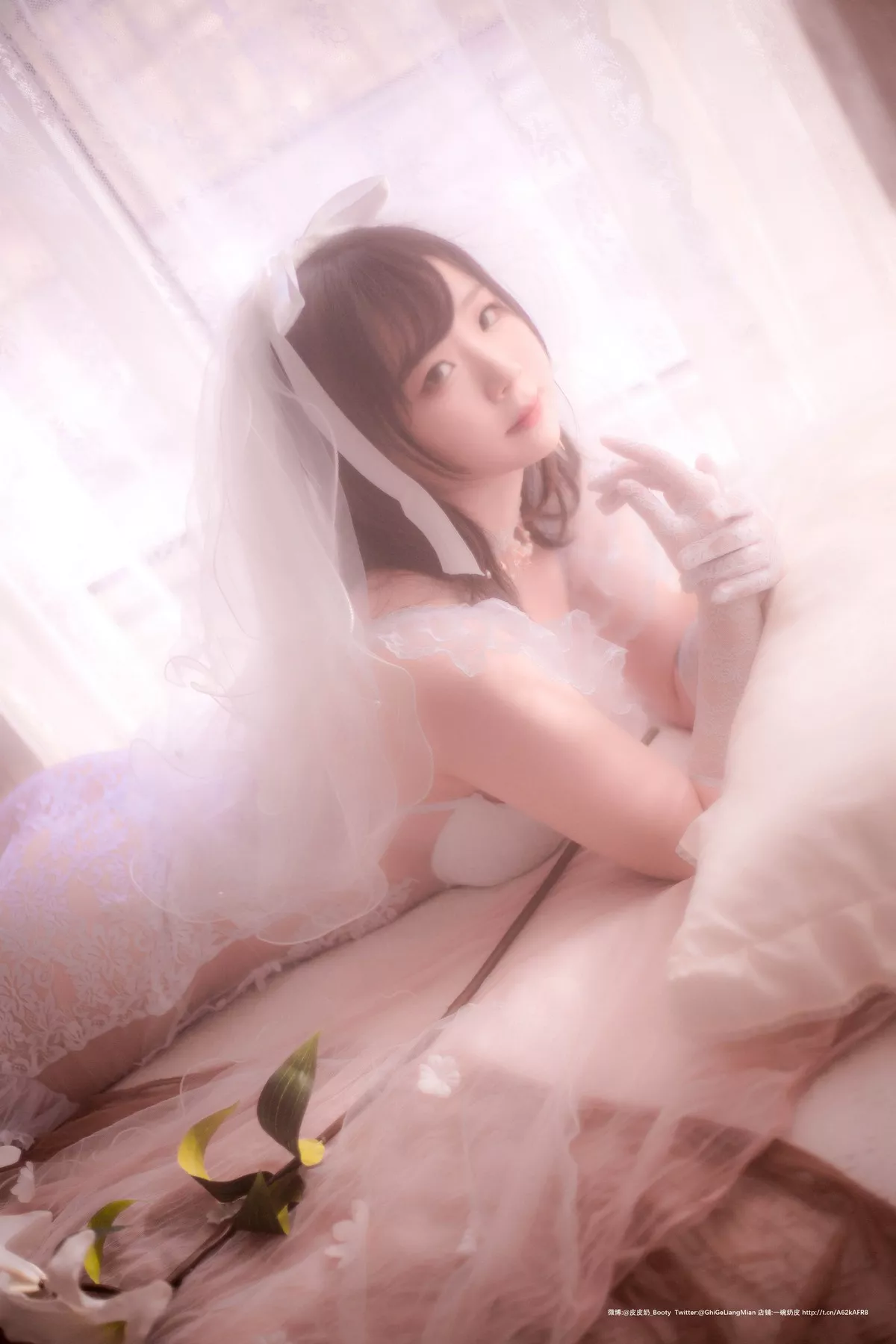 网络美女皮皮奶朦胧婚纱主题私房性感白色薄透婚纱露白色内衣完美诱惑写真66P
