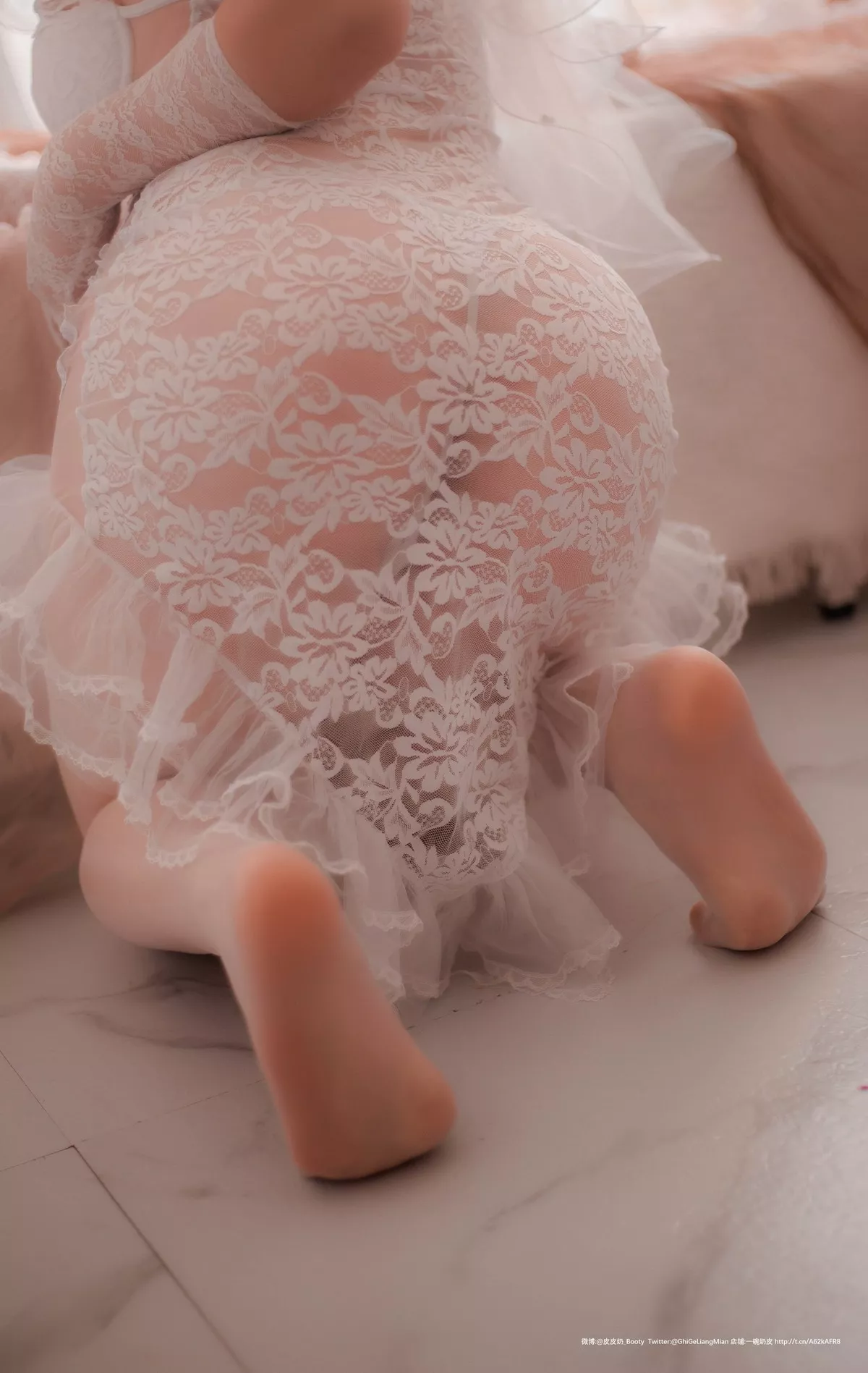 网络美女皮皮奶朦胧婚纱主题私房性感白色薄透婚纱露白色内衣完美诱惑写真66P