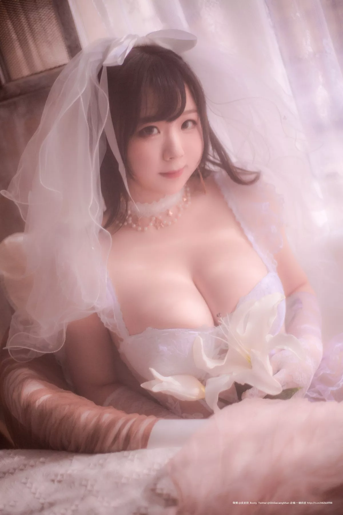 网络美女皮皮奶朦胧婚纱主题私房性感白色薄透婚纱露白色内衣完美诱惑写真66P