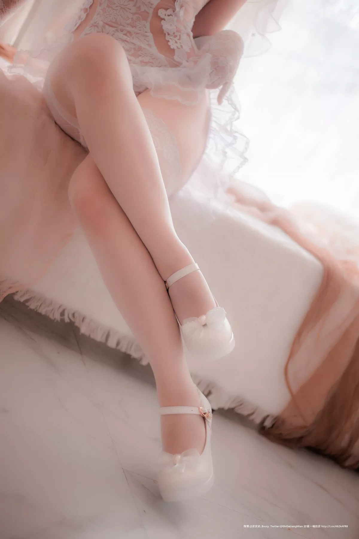 网络美女皮皮奶朦胧婚纱主题私房性感白色薄透婚纱露白色内衣完美诱惑写真66P