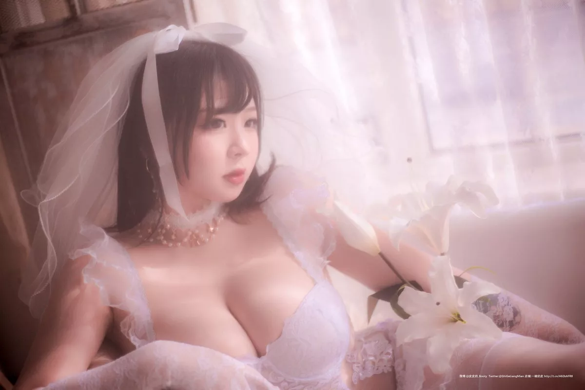 网络美女皮皮奶朦胧婚纱主题私房性感白色薄透婚纱露白色内衣完美诱惑写真66P