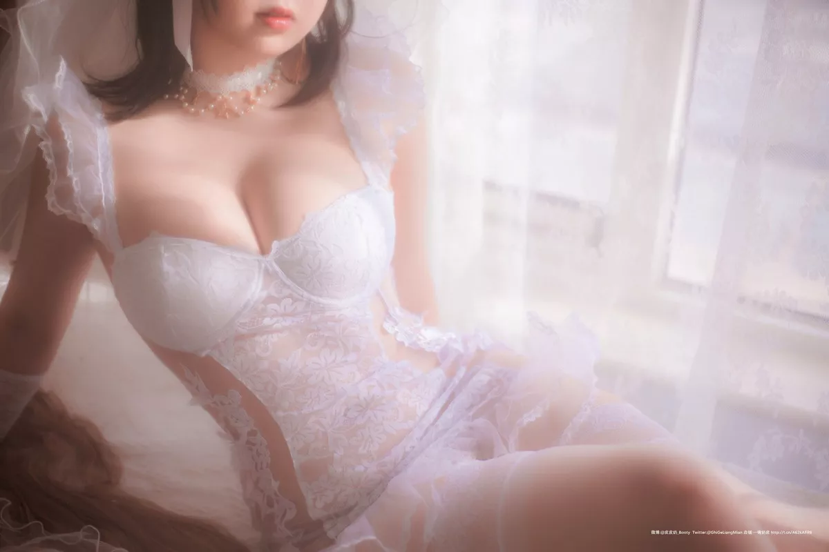 网络美女皮皮奶朦胧婚纱主题私房性感白色薄透婚纱露白色内衣完美诱惑写真66P