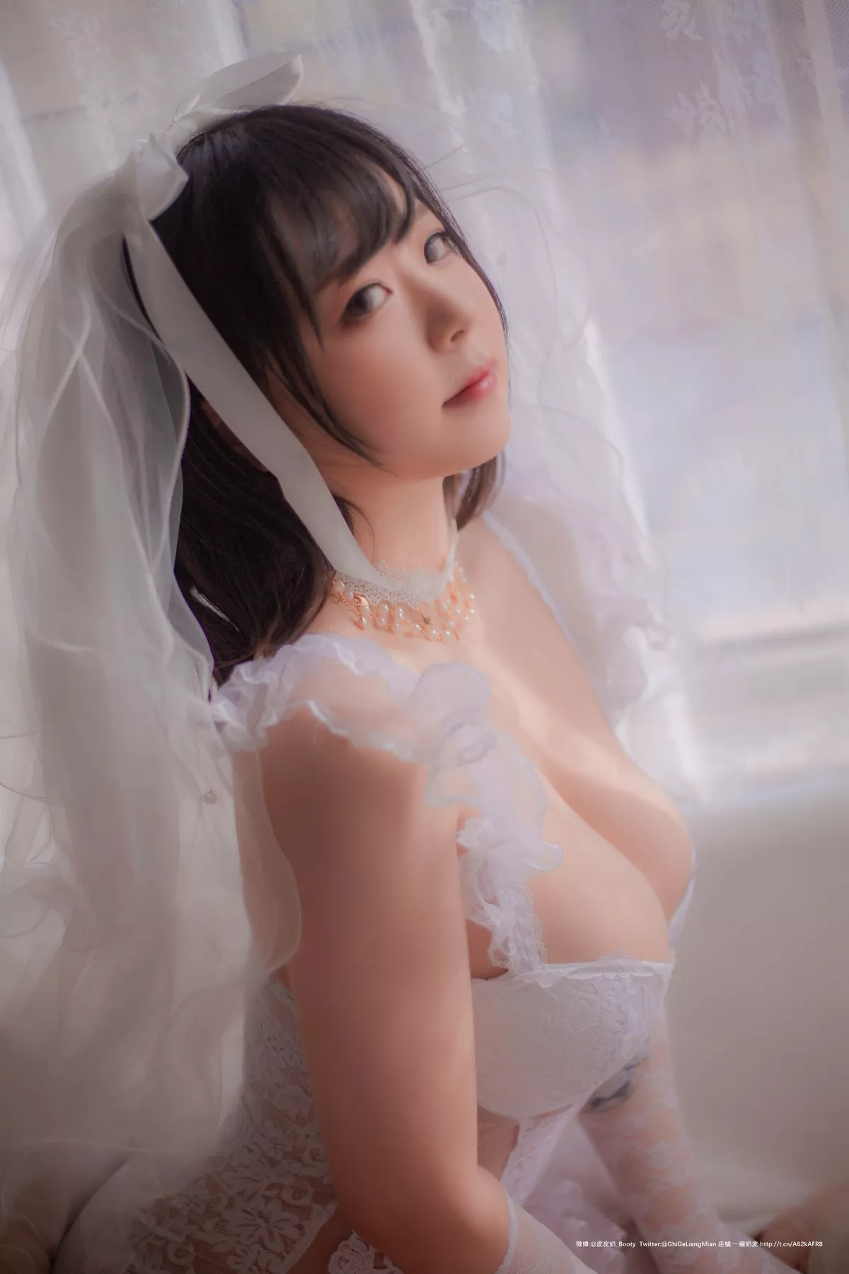 网络美女皮皮奶朦胧婚纱主题私房性感白色薄透婚纱露白色内衣完美诱惑写真66P