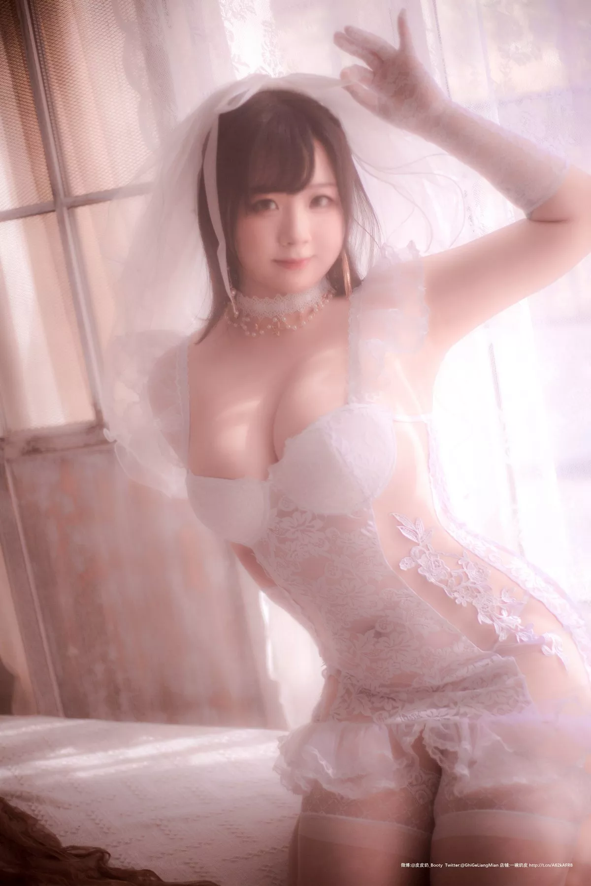网络美女皮皮奶朦胧婚纱主题私房性感白色薄透婚纱露白色内衣完美诱惑写真66P