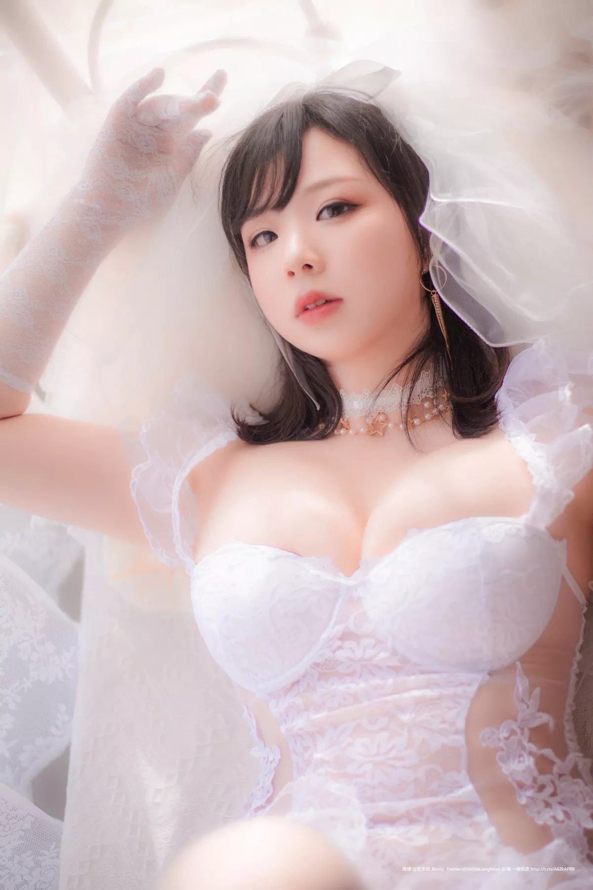 网络美女皮皮奶朦胧婚纱主题私房性感白色薄透婚纱露白色内衣完美诱惑写真66P