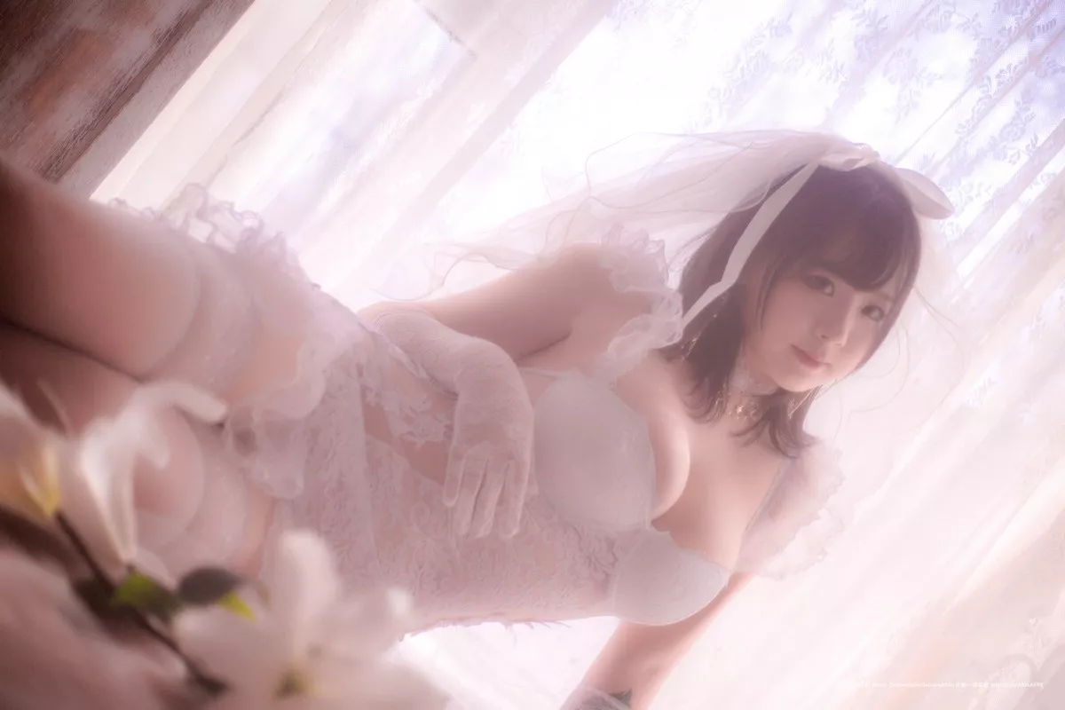网络美女皮皮奶朦胧婚纱主题私房性感白色薄透婚纱露白色内衣完美诱惑写真66P