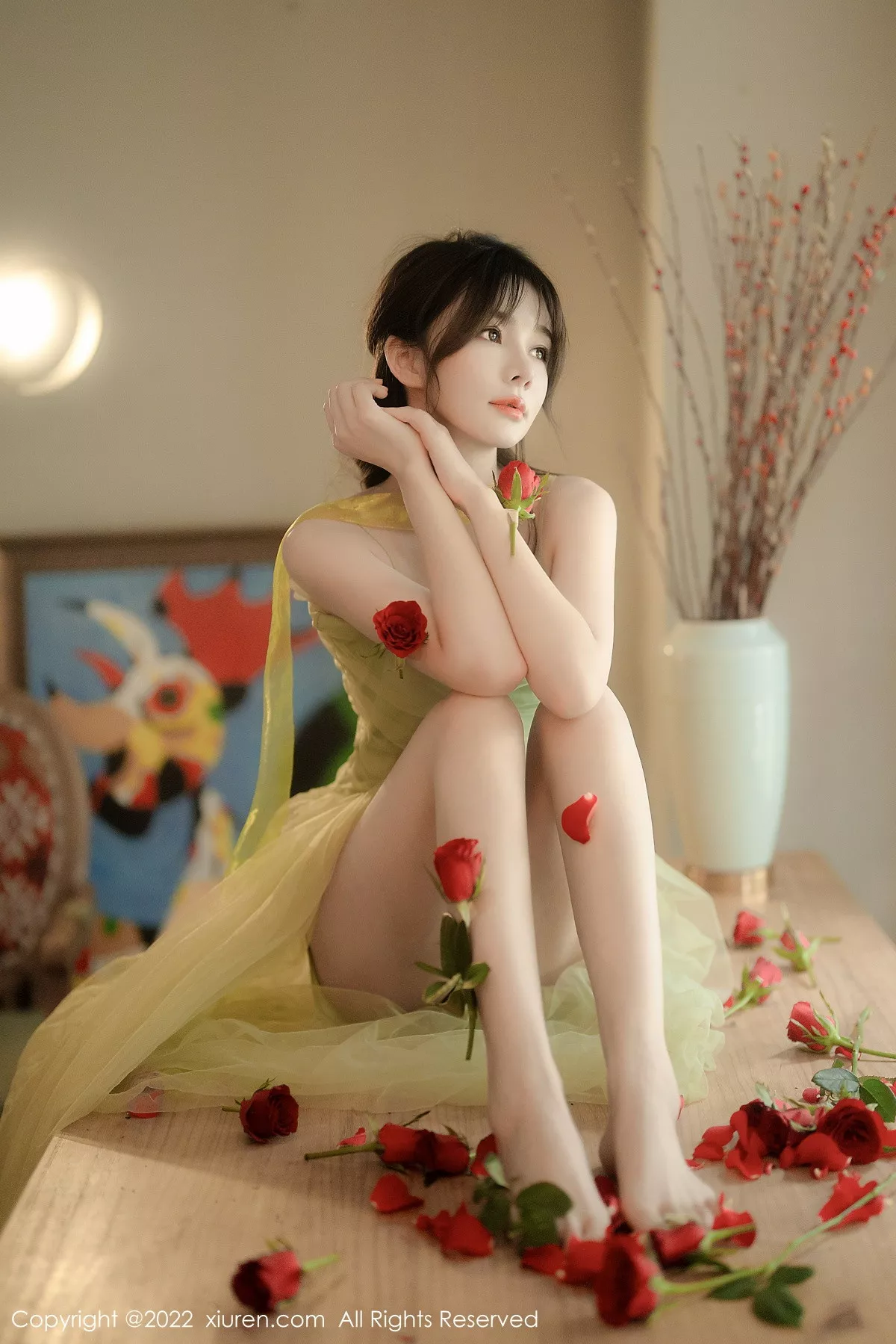XiuRen第5875期_模特婠婠么私房性感淡绿色连衣裙秀曼妙身姿白嫩美腿诱惑写真85P
