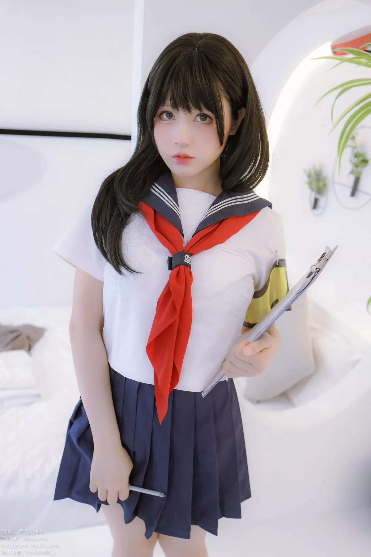 网络美女Nyako喵子风纪委员主题私房半脱性感学生装露风纪内衣撩人诱惑写真85P