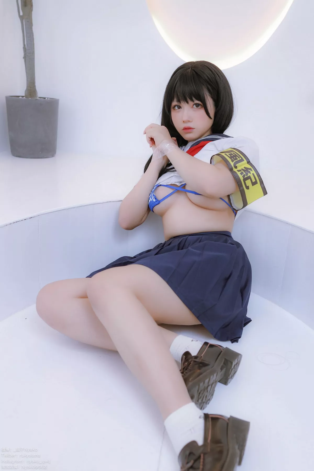 网络美女Nyako喵子风纪委员主题私房半脱性感学生装露风纪内衣撩人诱惑写真85P