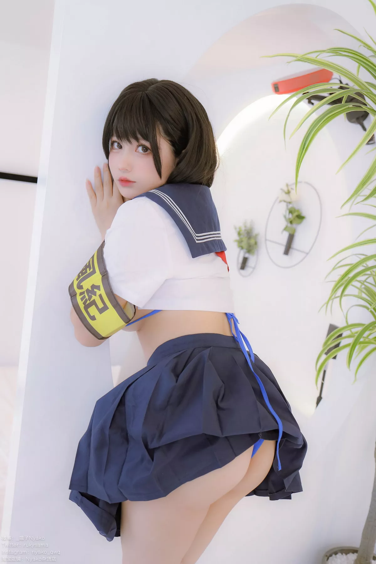 网络美女Nyako喵子风纪委员主题私房半脱性感学生装露风纪内衣撩人诱惑写真85P