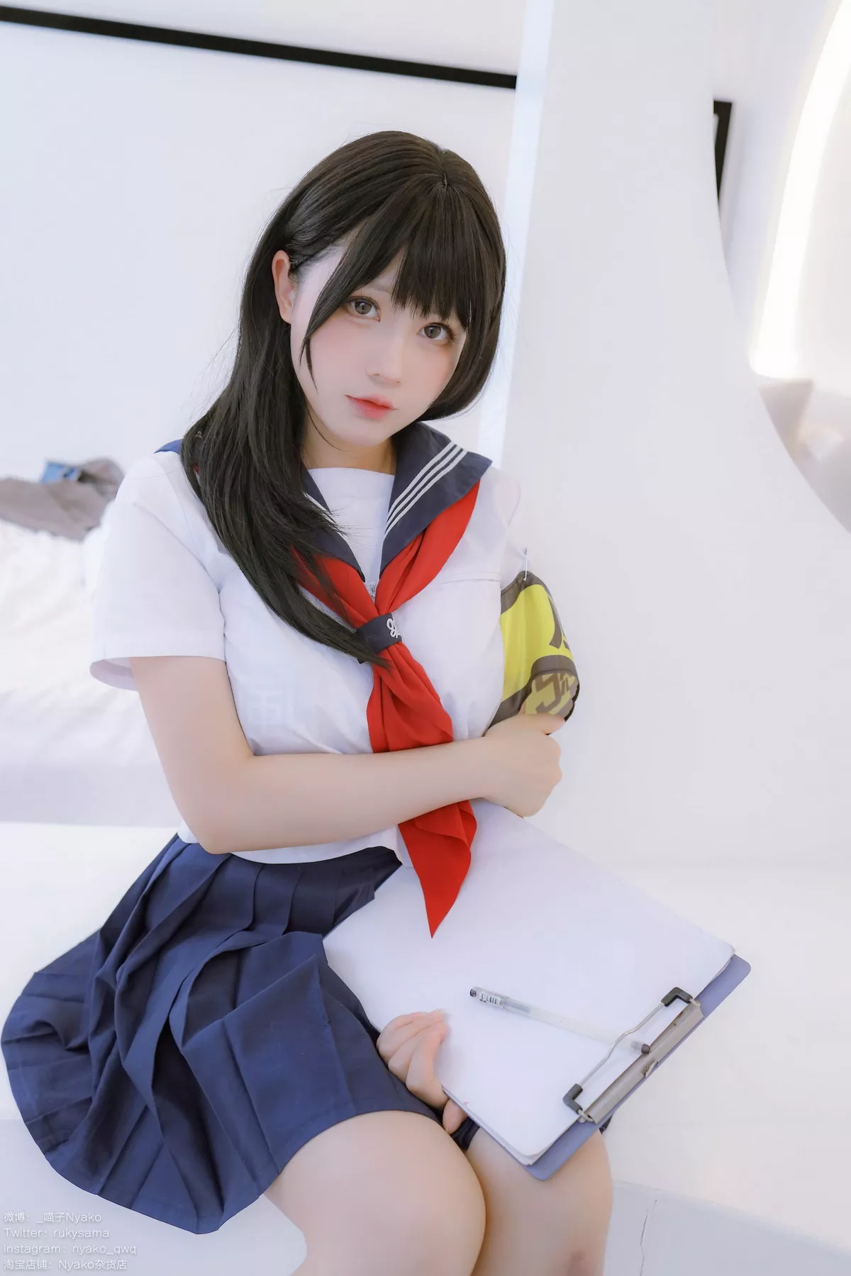网络美女Nyako喵子风纪委员主题私房半脱性感学生装露风纪内衣撩人诱惑写真85P