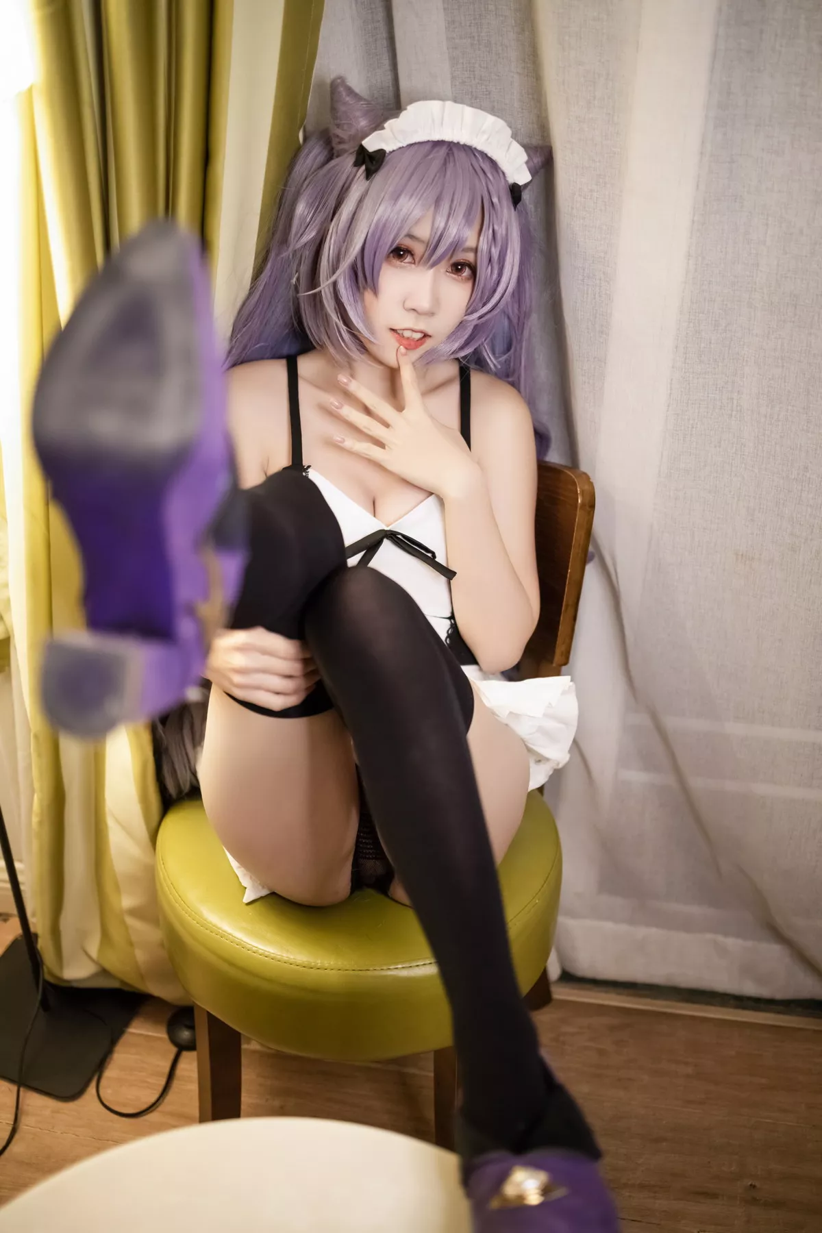 Corer美女流年不停_w刻晴主题私房半脱露超薄黑丝蕾丝内裤秀翘臀诱惑写真67P