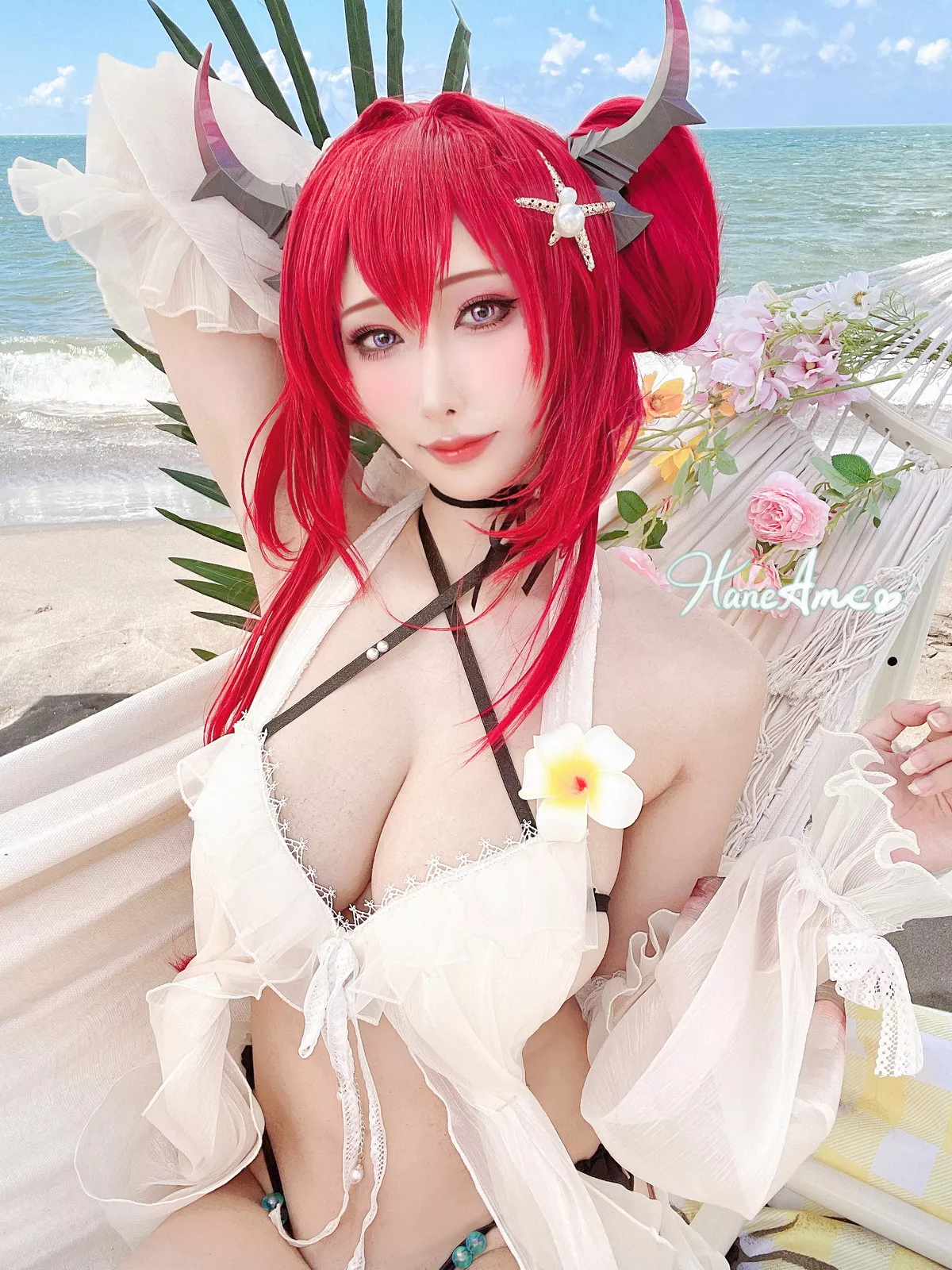 Coser美女雨波_HaneAme泳裝主题海边沙滩性感比基尼秀完美身材惹火诱惑写真38P
