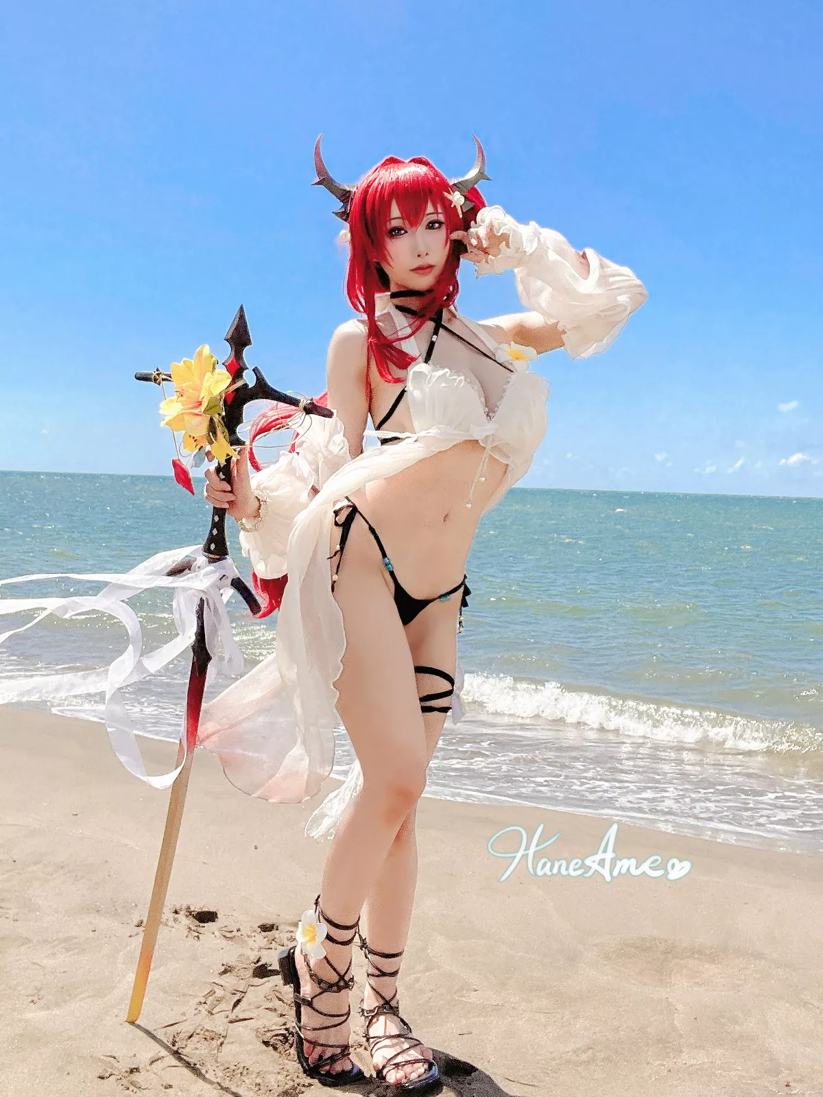 Coser美女雨波_HaneAme泳裝主题海边沙滩性感比基尼秀完美身材惹火诱惑写真38P