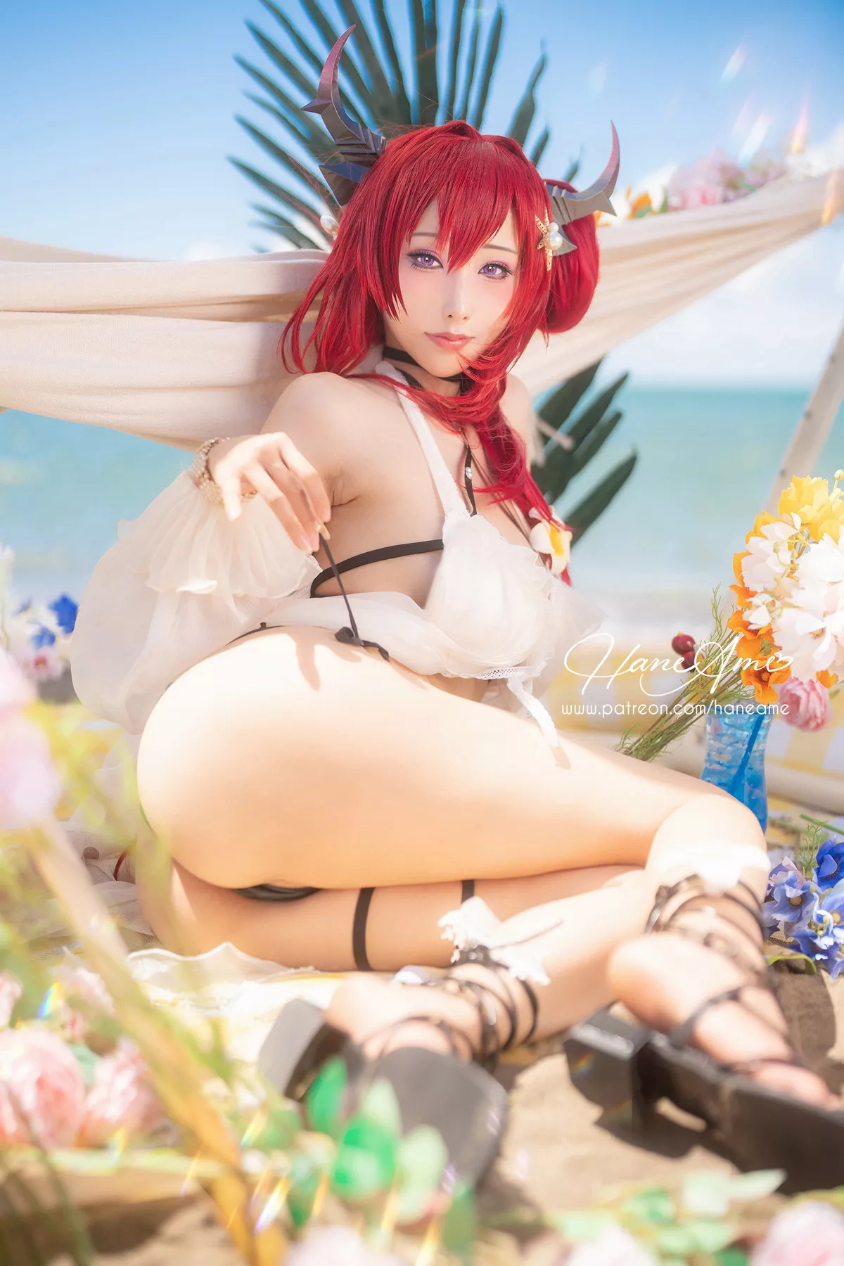 Coser美女雨波_HaneAme泳裝主题海边沙滩性感比基尼秀完美身材惹火诱惑写真38P